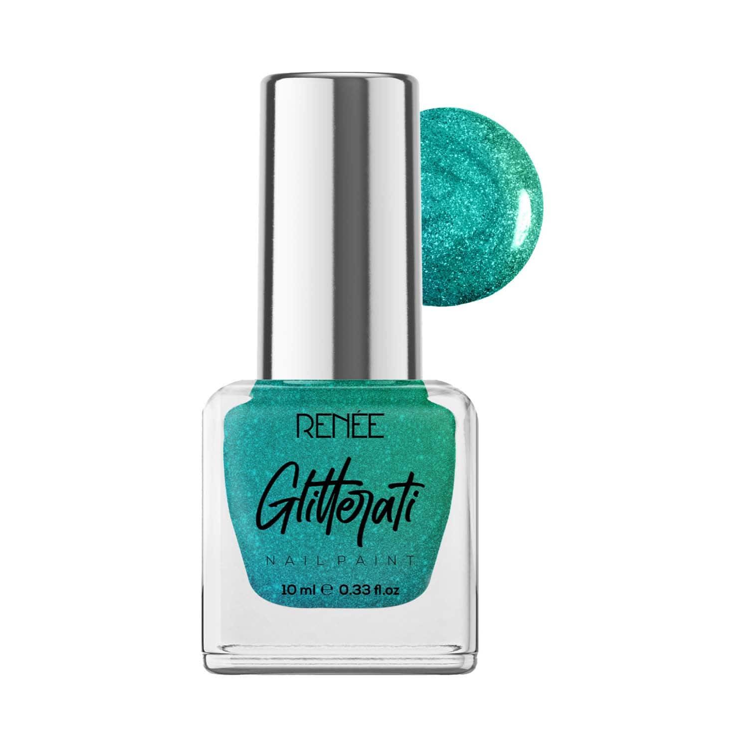 RENEE | Renee Cosmetics Glitterati Nail Paint - Turquoise Hue (10 ml)