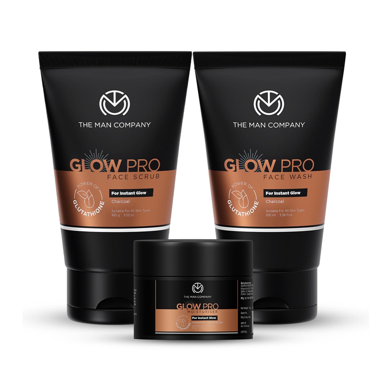 The Man Company | The Man Company Glow Pro Face Care Kit Face Wash, Exfoliates & Moisturises - (Set of 3)