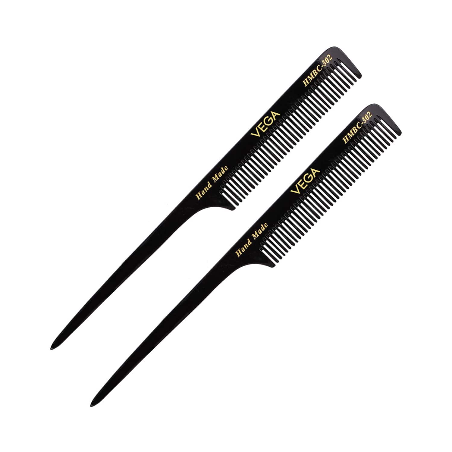 Vega | Vega Tail Hair Comb India's No.1 Hair Comb Brand for Women Black Pack of 2 (VC2HMBC-302) (19 g)