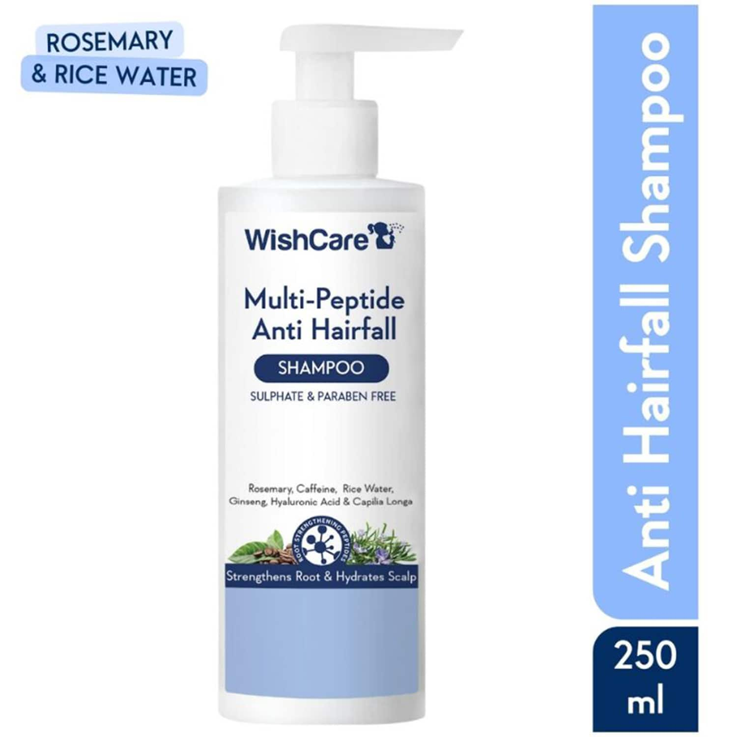 WishCare | WishCare Multi Peptide Anti Hairfall Shampoo Rice Water Rosemary Capilia Longa HA & Caffeine (250ml)