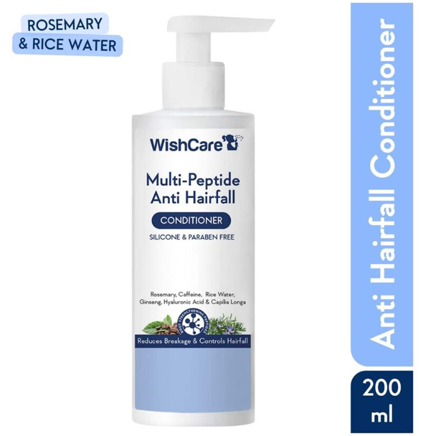 WishCare | WishCare Multi Peptide Anti Hairfall Conditioner Rice Water Rosemary Capilia Longa HA Caffeine 200ml