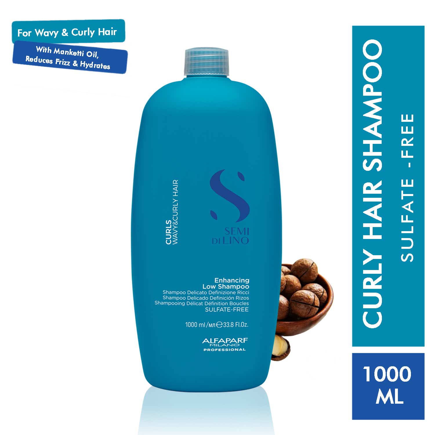 Alfaparf Milano | Alfaparf Milano Curly Hair Enhancing Low Shampoo, Dry, Curly, Frizzy Hair (1000 ml)