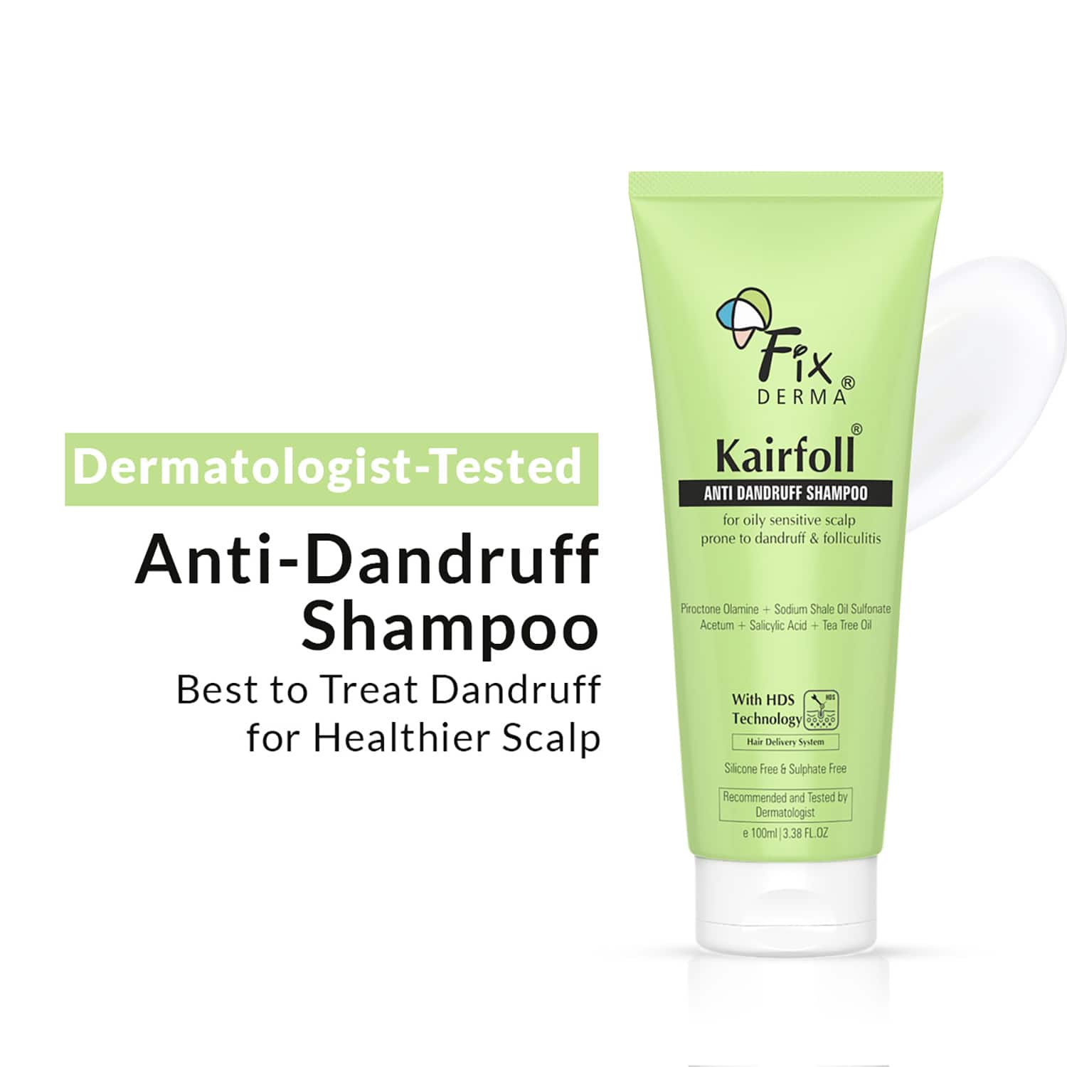 Fixderma | Fixderma Kairfoll Anti Dandruff Shampoo for Oily and Sensitive Scalp, Shampoo for Dandruff (100ml)