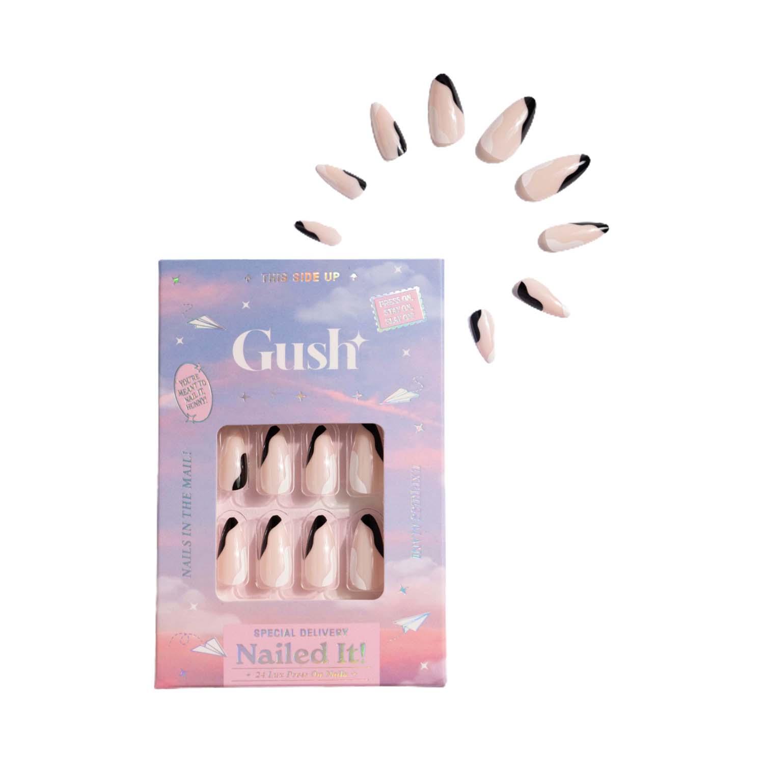 Gush Beauty | Gush Beauty Nailed It Reusable Luxury Press On Nails - Noir Swirl- Medium to Long Almond (8 pcs)