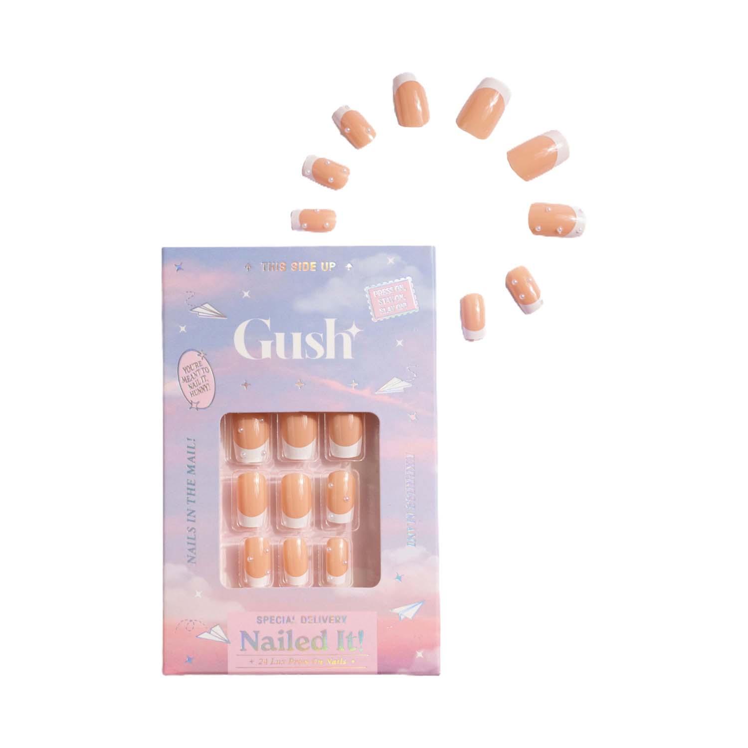 Gush Beauty | Gush Beauty Nailed It Reusable Luxury Press On Nails - French Gems - Medium Square (8 pcs)