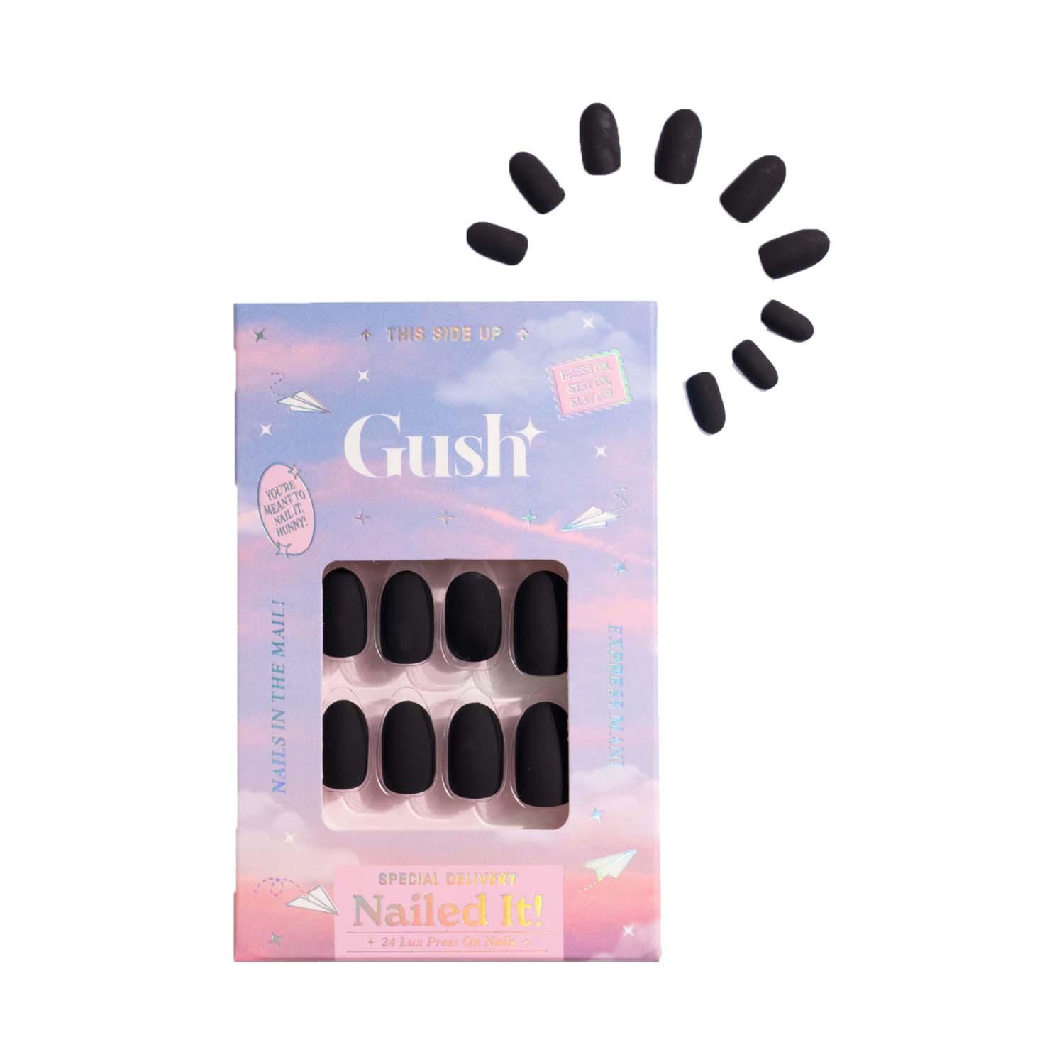 Gush Beauty | Gush Beauty Nailed It Reusable Luxury Press On Nails - Matte Black - Medium Almond (8 pcs)