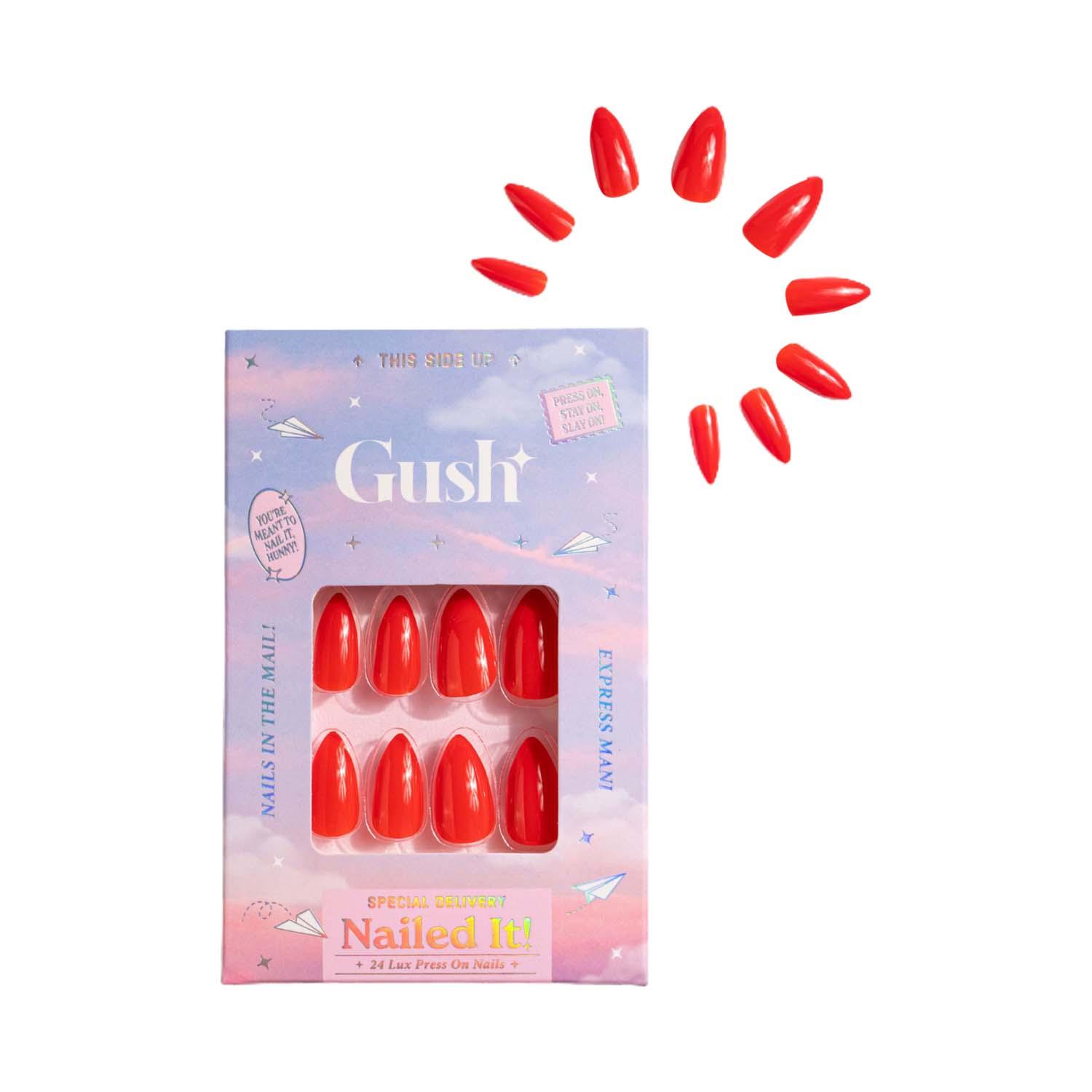 Gush Beauty | Gush Beauty Nailed It Reusable Luxury Press On Nails - Candy Apple Red - Medium Almond (8 pcs)