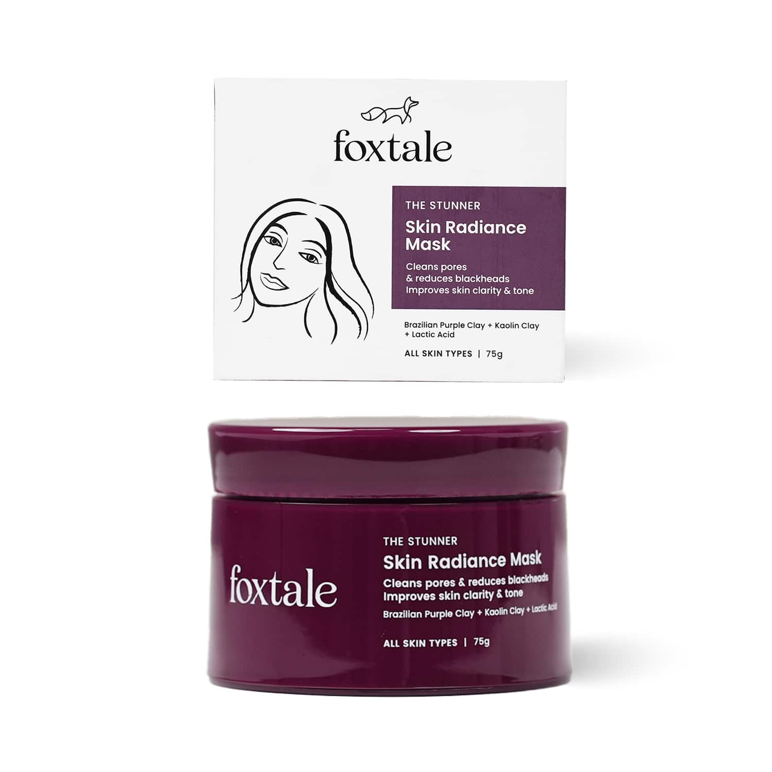 Foxtale | Foxtale The Stunner Skin Radiance Mask Cleans Pores & Reduces Blackheads Improve Skin Clarity (75 g)