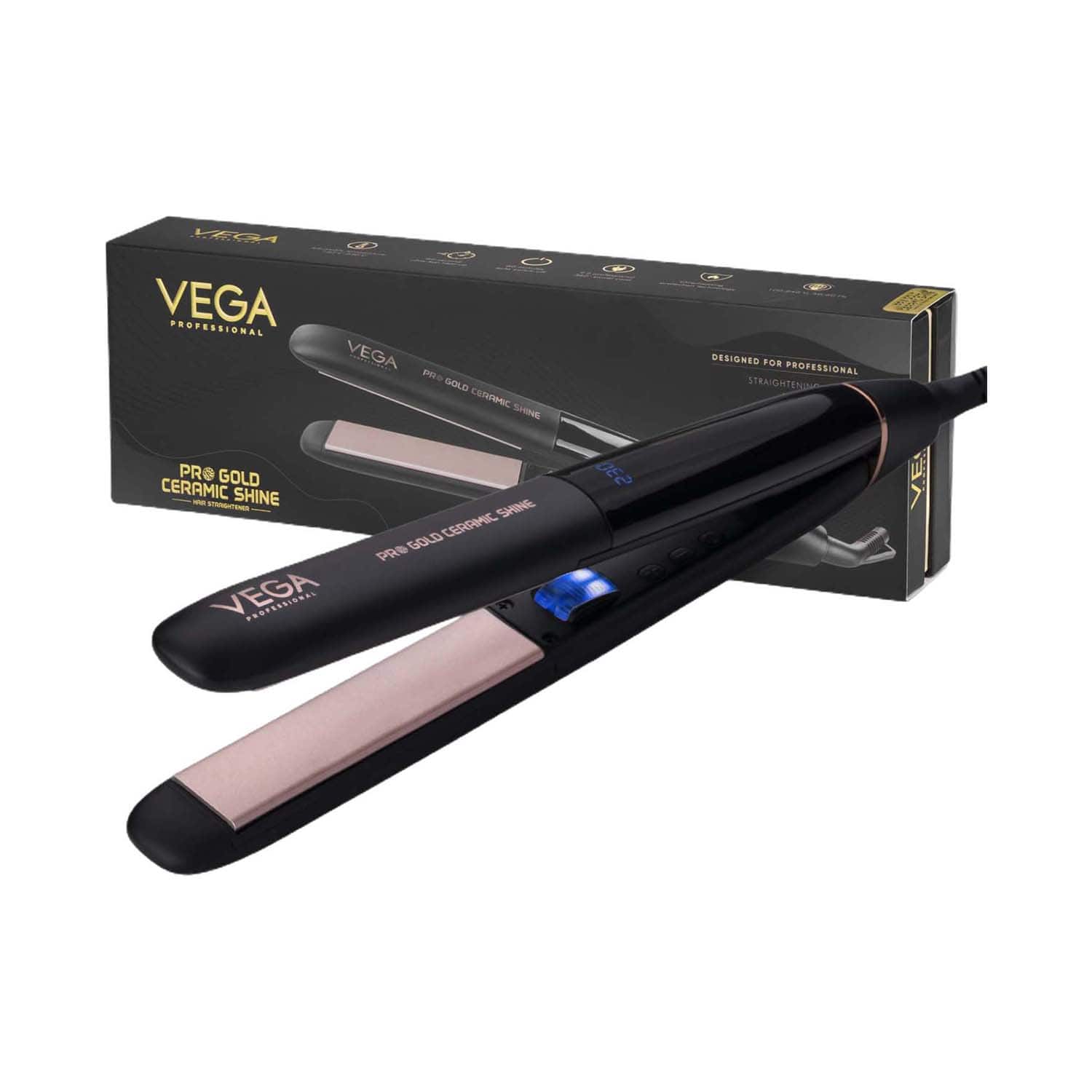 VEGA Professional | VEGA Professional Pro Gold Ceramic Shine Hair Straightener (VPMHS-08)