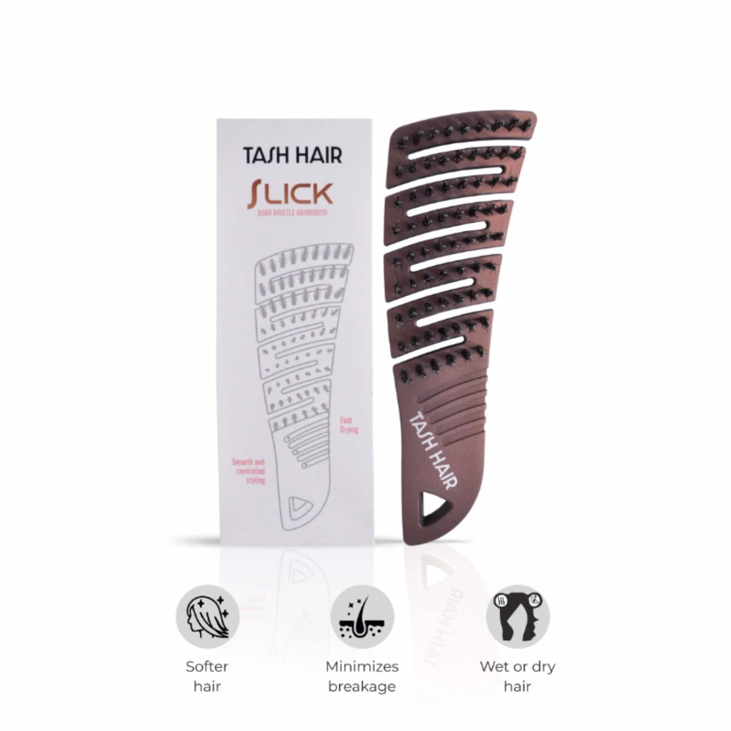 Tash Hair | Tash Hair Slick - Portable Detangling Boar Bristle Hair Brush (1 Pcs)