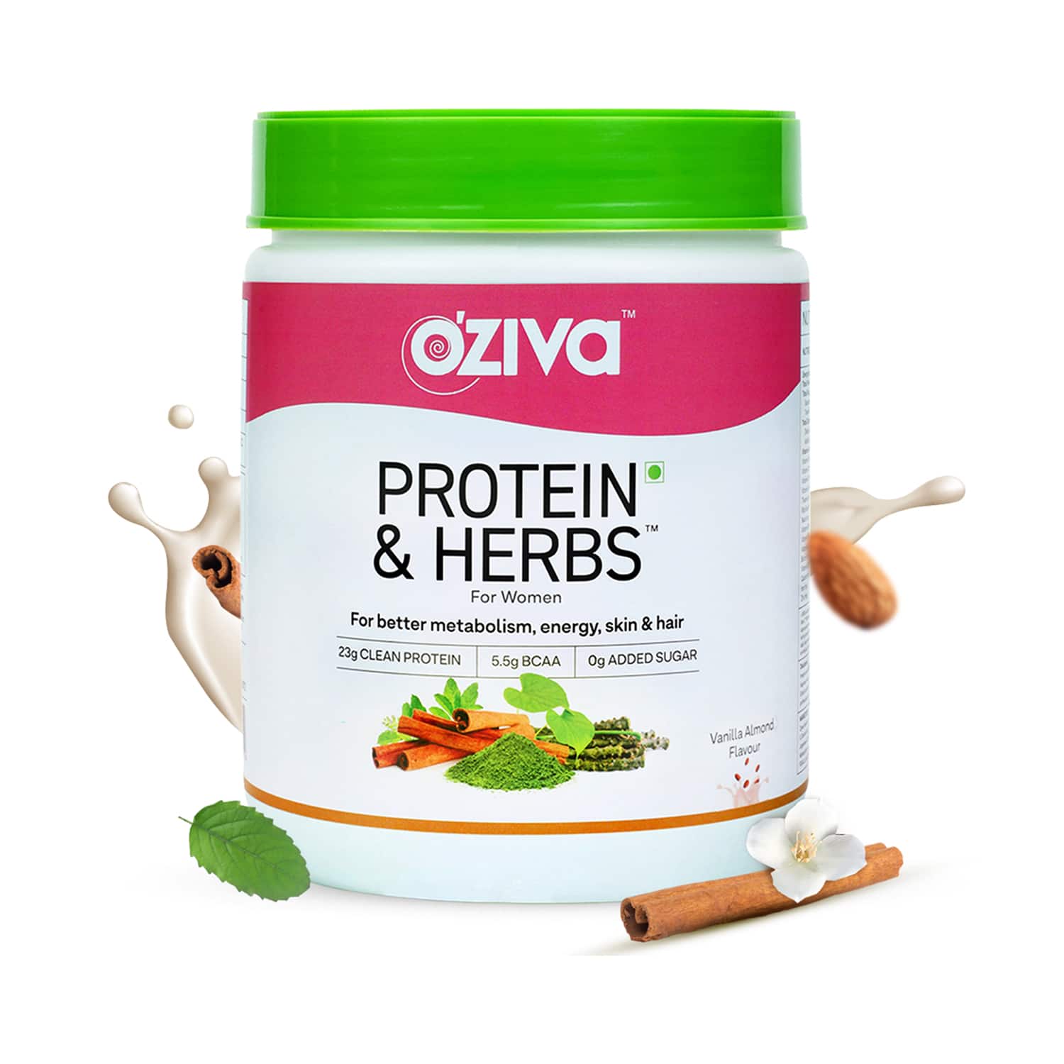 Oziva | Oziva Protein and Herbs Powder for Weight Control - Vanilla Almond (500 g)