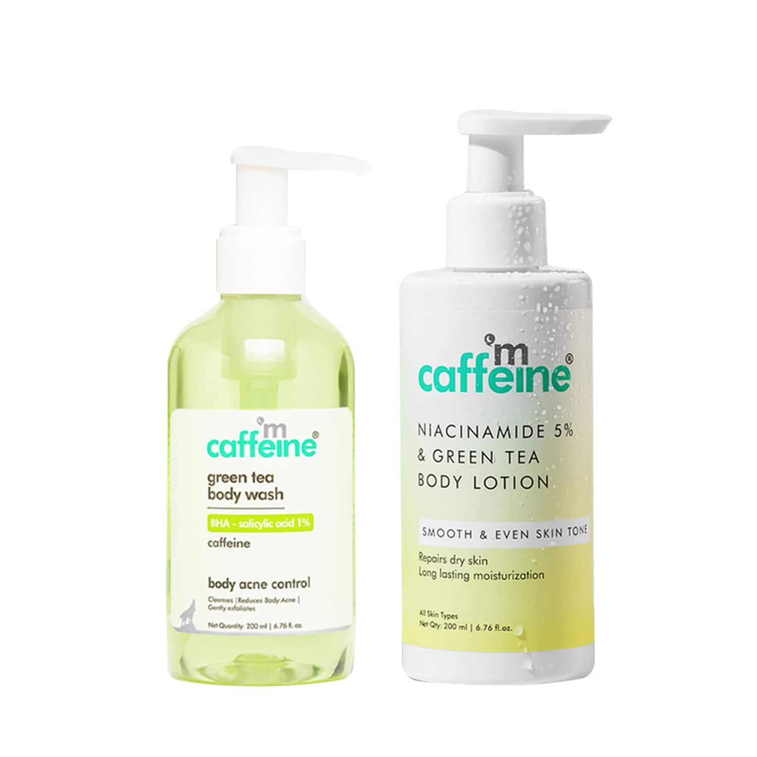 mCaffeine | mCaffeine Green Tea Body Wash & Body Lotion Combo - (2 pcs)