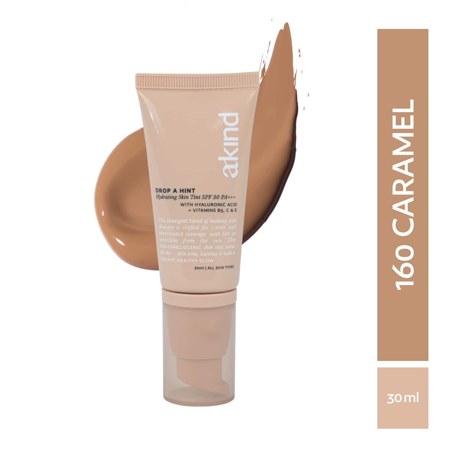 Akind | Akind Drop a Hint Hydrating Skin Tint SPF 30 PA +++ - 160 Caramel (30 ml)