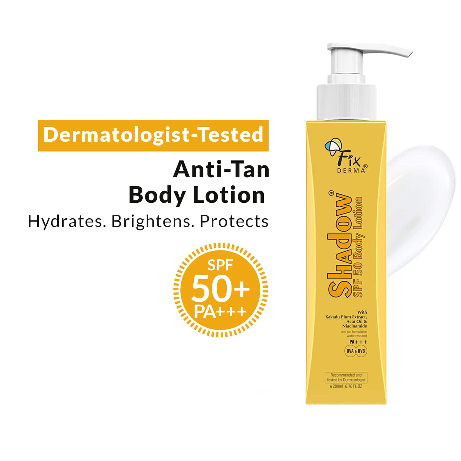 Fixderma | Fixderma Shadow Sunscreen Body Lotion with Spf 50 PA+++ And 2% Niacinamide (200 ml)