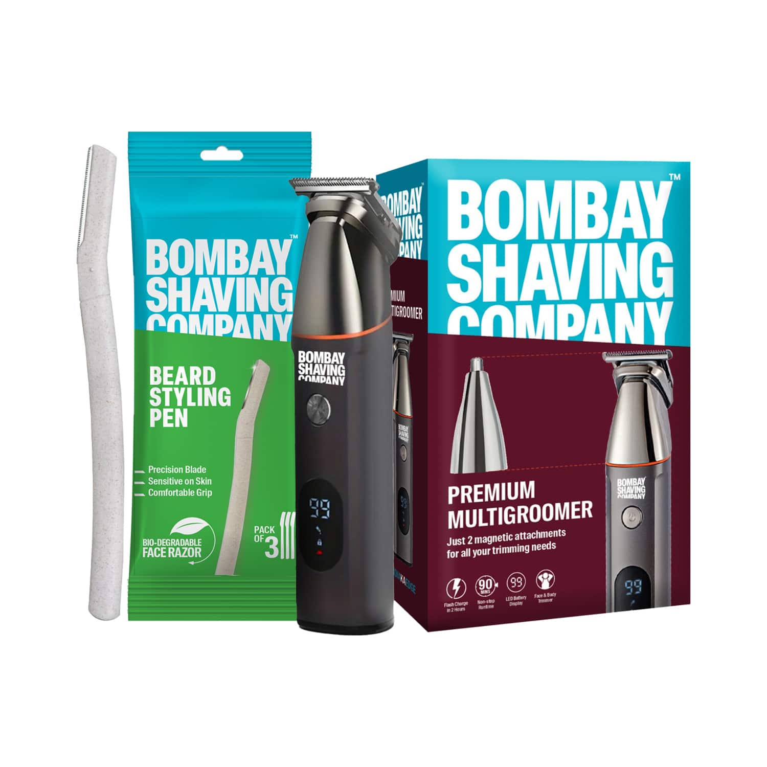 Bombay Shaving Company | Bombay Shaving Company Premium Multi Grooming Body & Beard Trimmer For Men With Beard Styling Pen