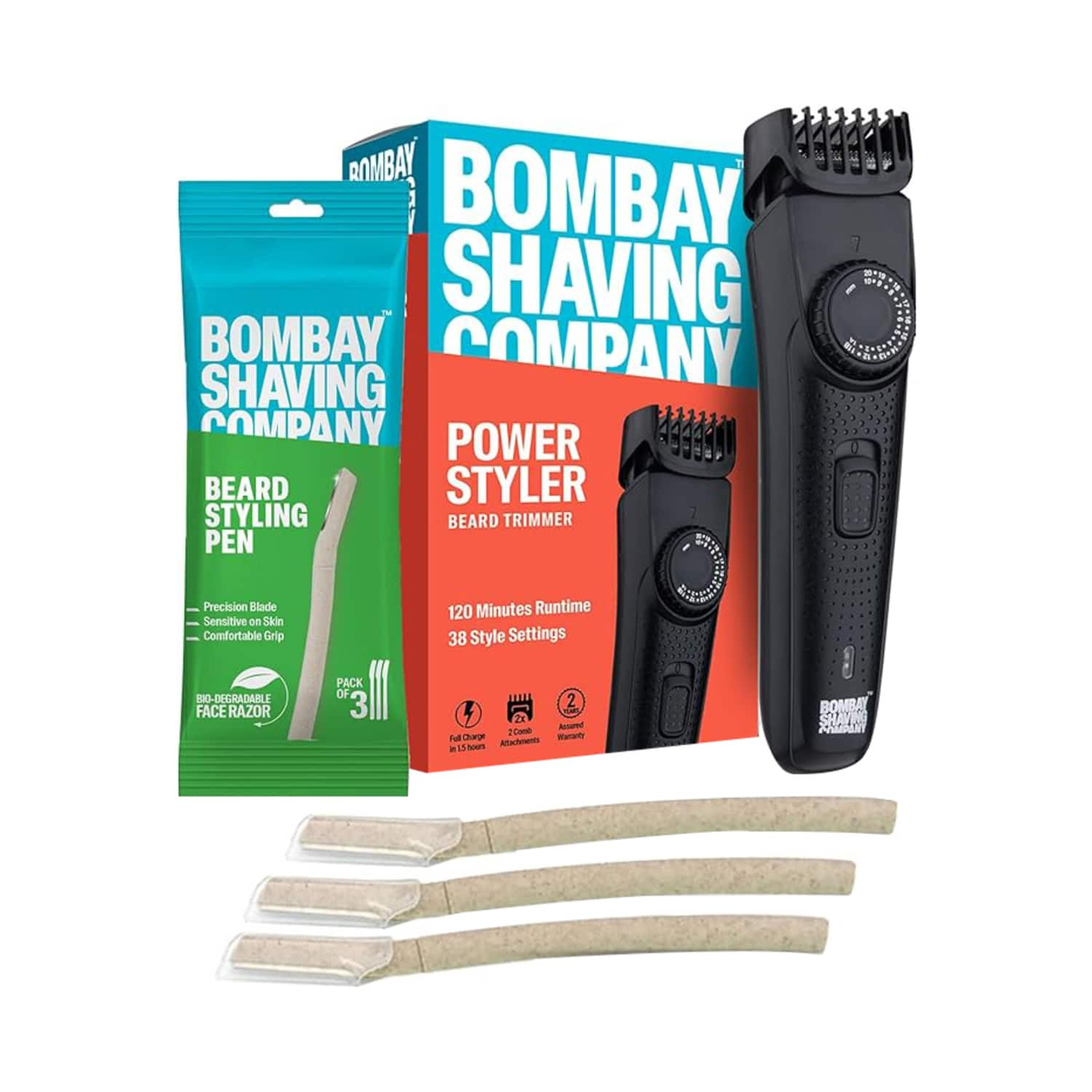 Bombay Shaving Company | Bombay Shaving Company Beard Trimmer For Men, 38 Length Settings & Beard Styling Pen