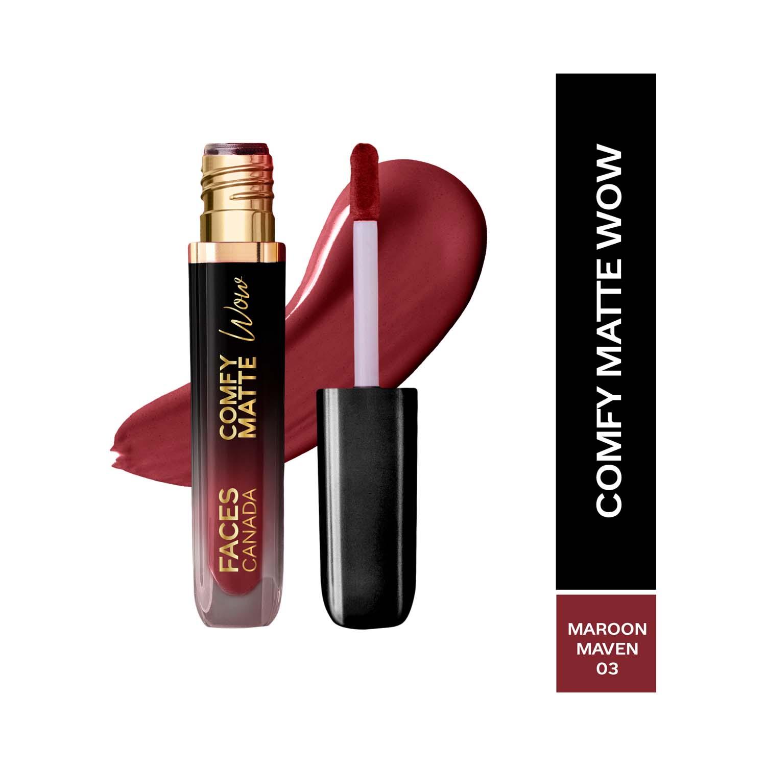 Faces Canada | Faces Canada Comfy Matte Wow One Swipe Application Liquid Lipstick - Maroon Maven 03 (3.8 ml)