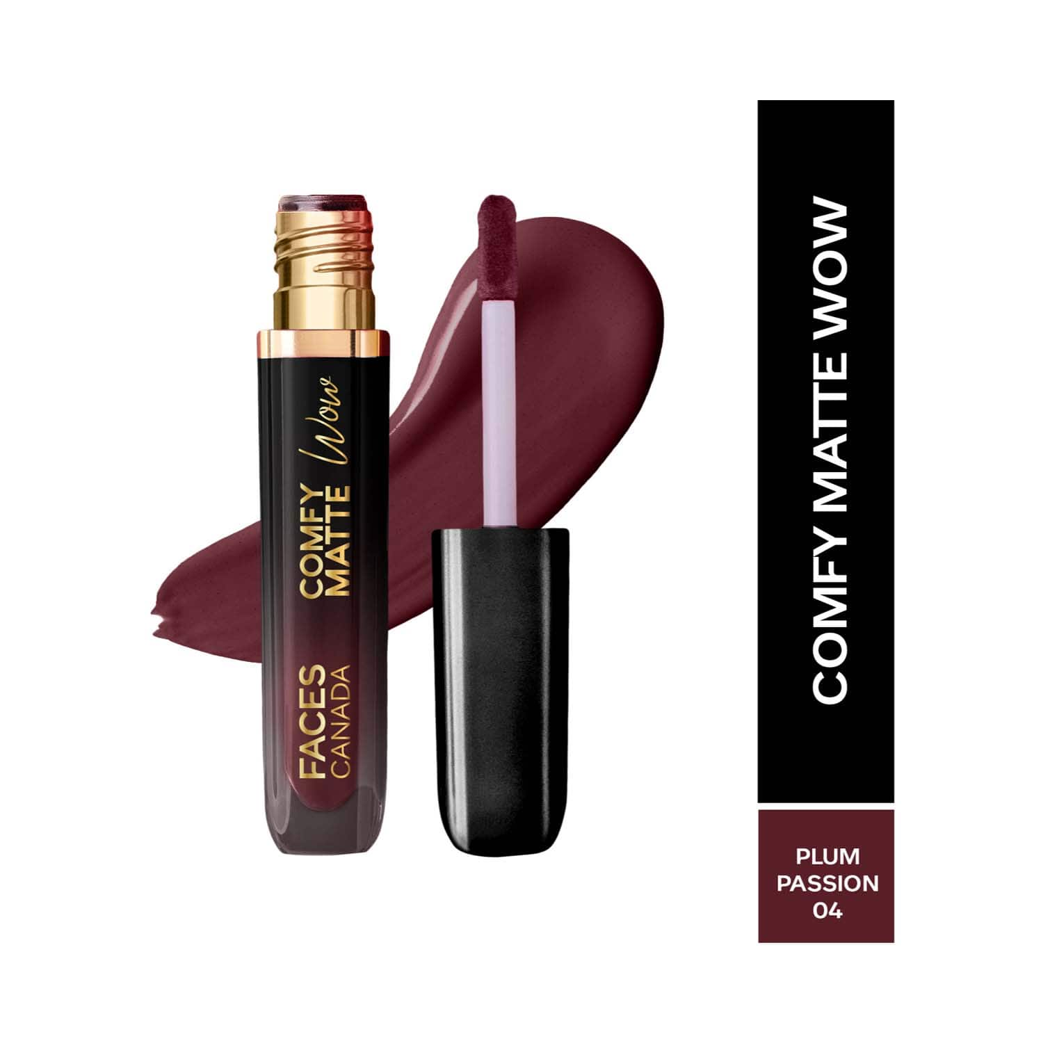 Faces Canada | Faces Canada Comfy Matte Wow One Swipe Application Liquid Lipstick - Plum Passion 04 (3.8 ml)