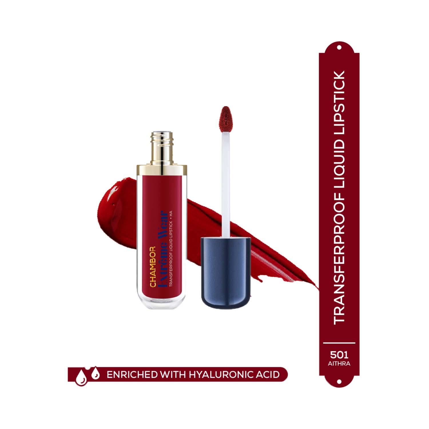 Chambor | Chambor Extreme Wear Hydrating Matte, Intensely Pigmented, Lasts 12 Hours, Transferproof Liquid Lipstick + HA - Aithra 501 (6 ml)