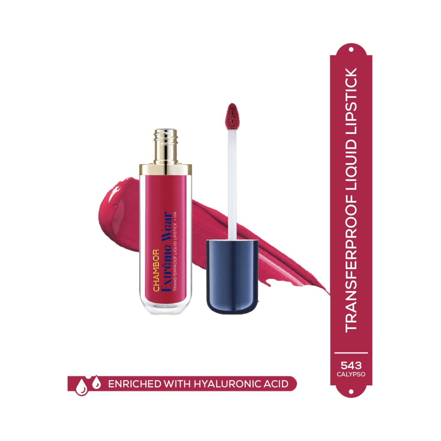 Chambor | Chambor Extreme Wear Hydrating Matte, Intensely Pigmented, Lasts 12 Hours, Transferproof Liquid Lipstick + HA - Calypso 543 (6 ml)