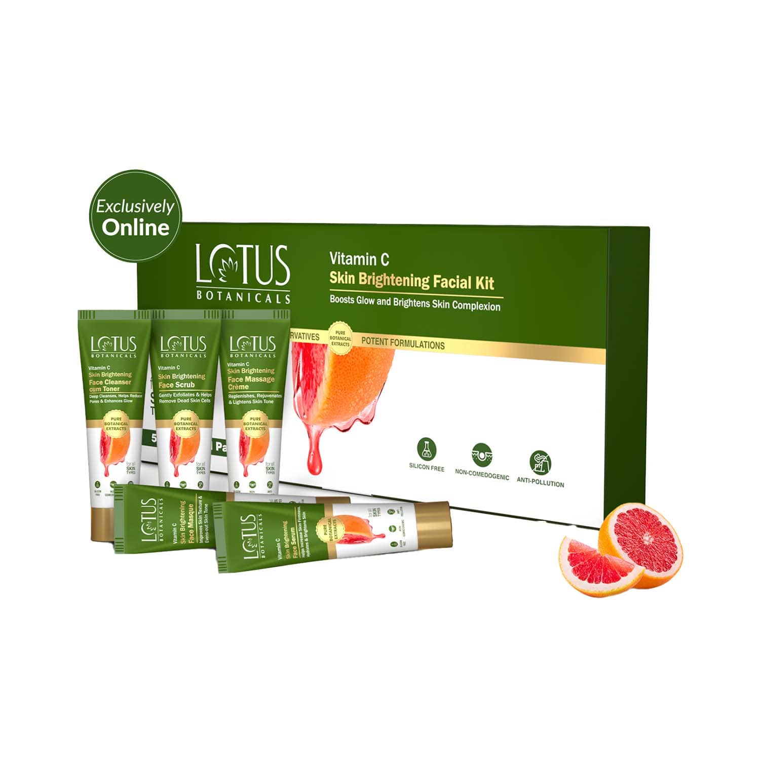 Lotus Botanicals | Lotus Botanicals Vitamin C Skin Brightening 5 Step Facial Kit for All Skin Types ( 5 pcs)