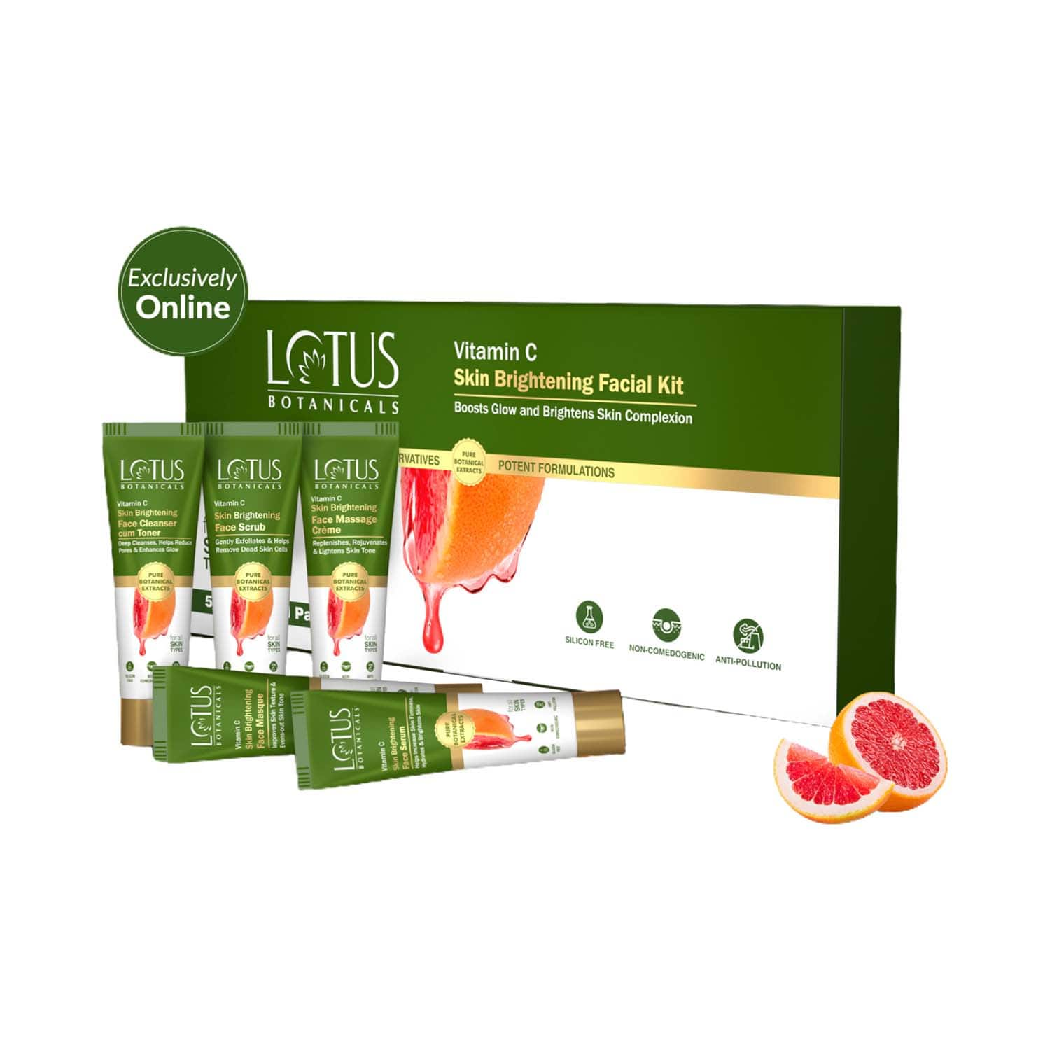 Lotus Botanicals | Lotus Botanicals Vitamin C Skin Brightening 5 Step Facial Kit for All Skin Types ( 5 pcs)