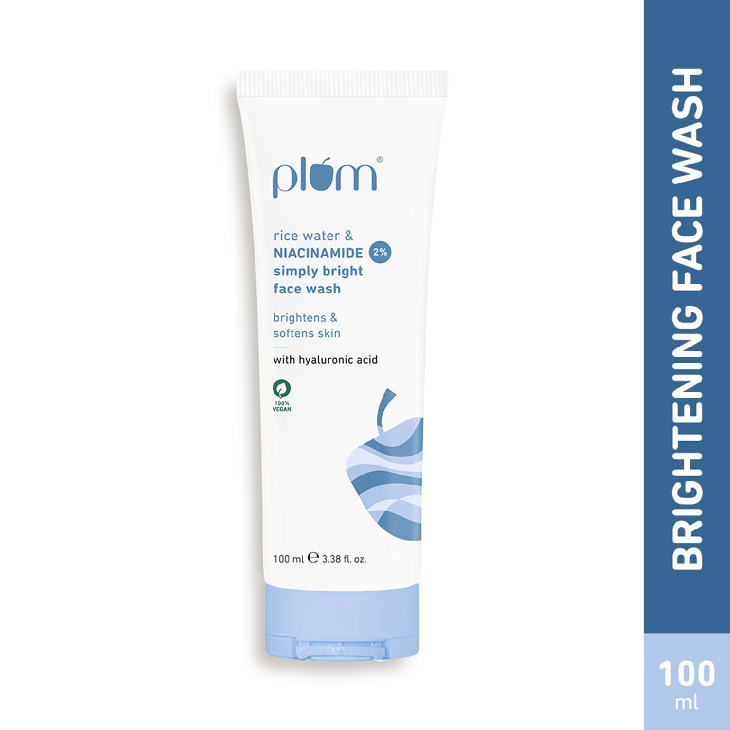 Plum | Plum Bright 2% Niacinamide Face Wash With Rice Water Brightens Skin Helps Fade Blemishes (100 ml)