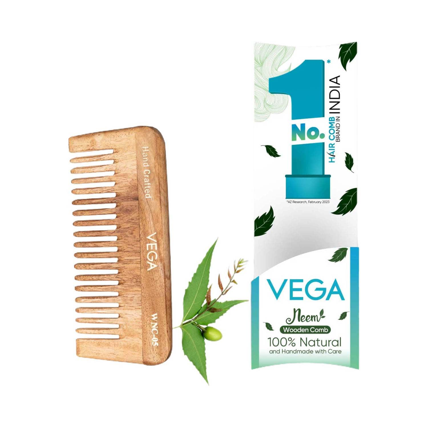 Vega | Vega Neem Hair Combs for Women & Men for Reduce Hairfall Detangling Frizz Control & Shine (WNC-05)