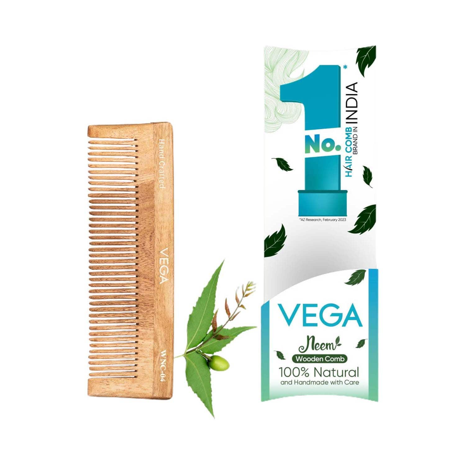 Vega | Vega Neem Hair Combs for Women & Men for Reduce Hairfall Detangling Frizz Control & Shine (WNC-04)