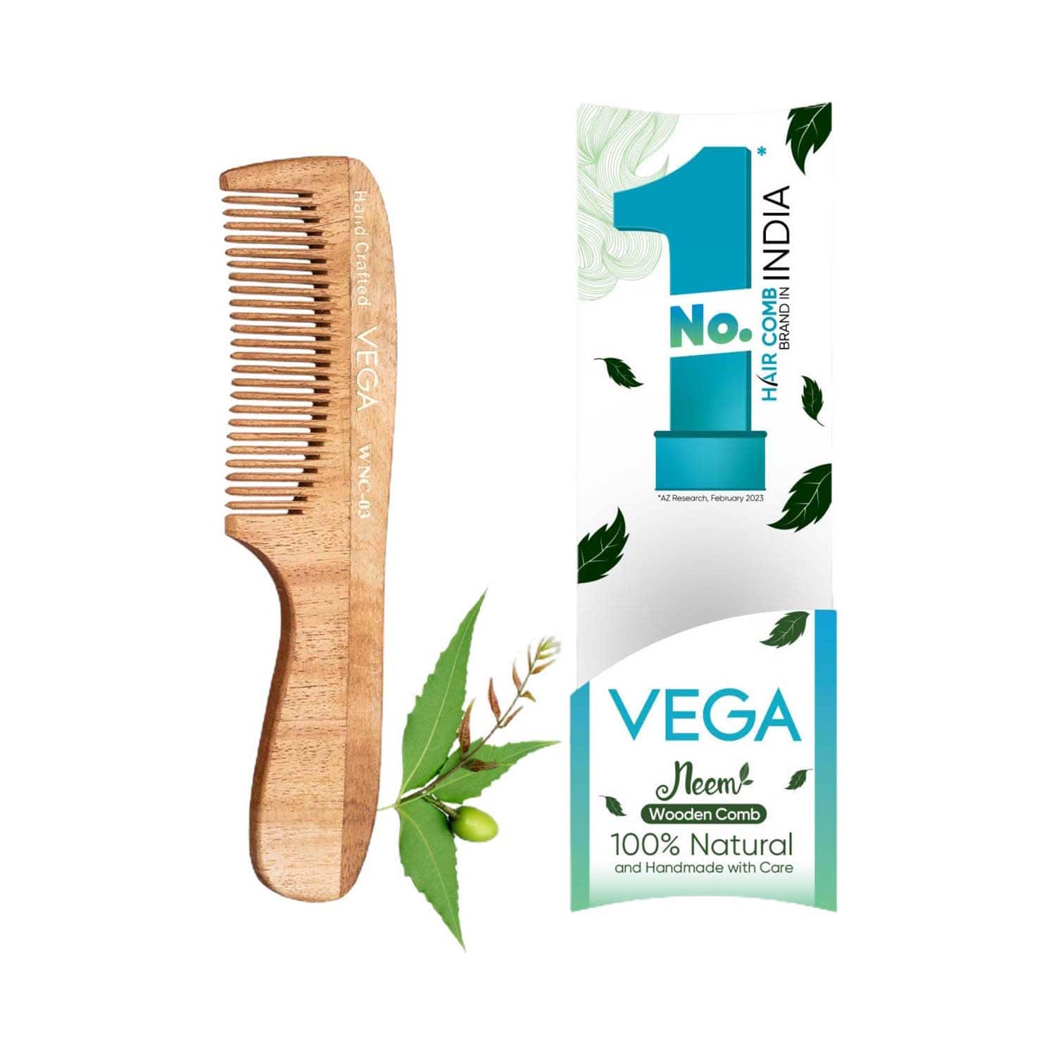 Vega | Vega Neem Hair Combs for Women & Men for Reduce Hairfall Detangling Frizz Control & Shine (WNC-03)