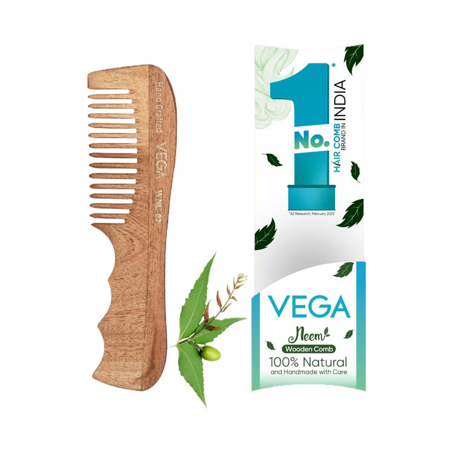 Vega | Vega Neem Hair Combs for Women & Men for Reduce Hairfall Detangling Frizz Control & Shine (WNC-02)