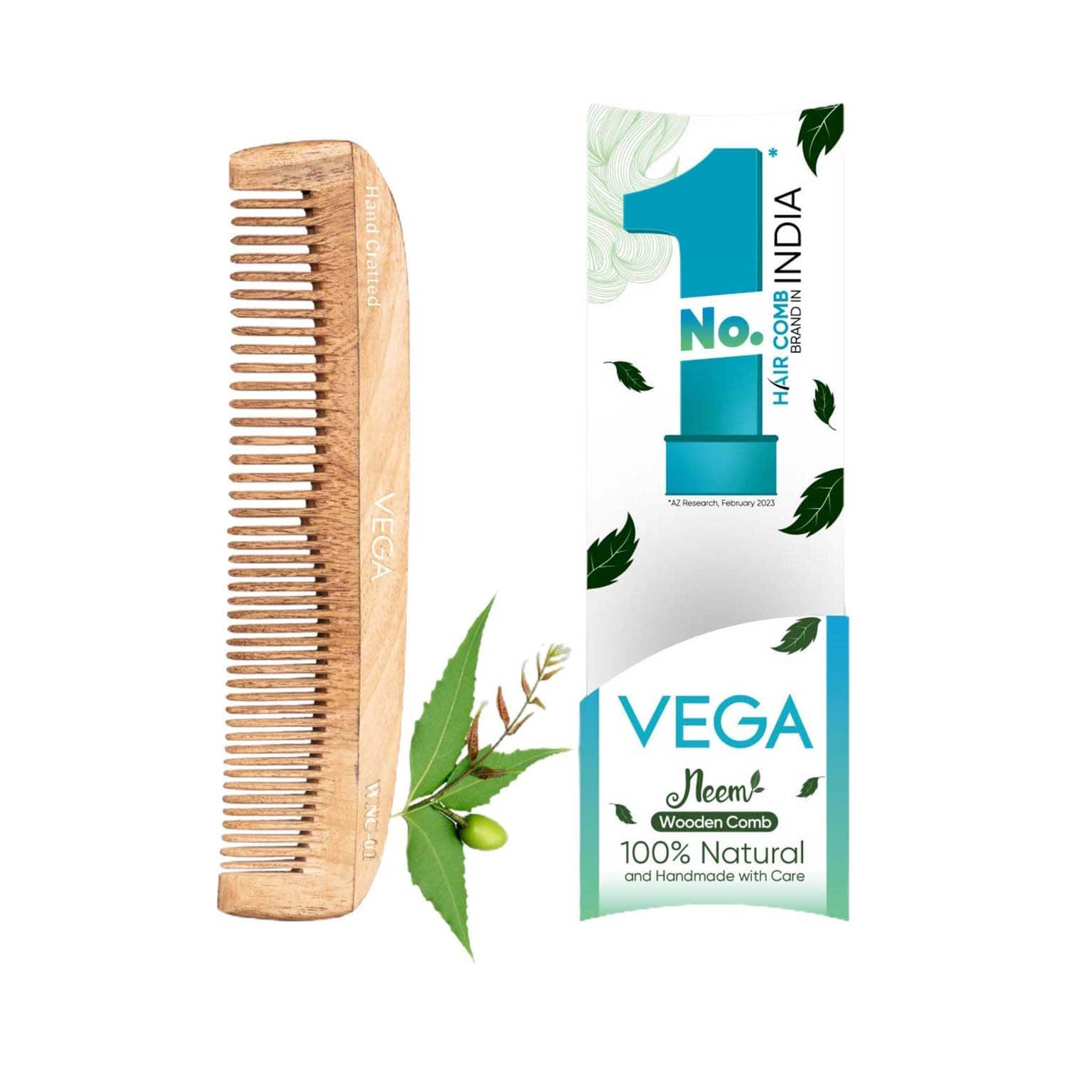 Vega | Vega Neem Hair Combs for Women & Men for Reduce Hairfall Detangling Frizz Control & Shine (WNC-01)