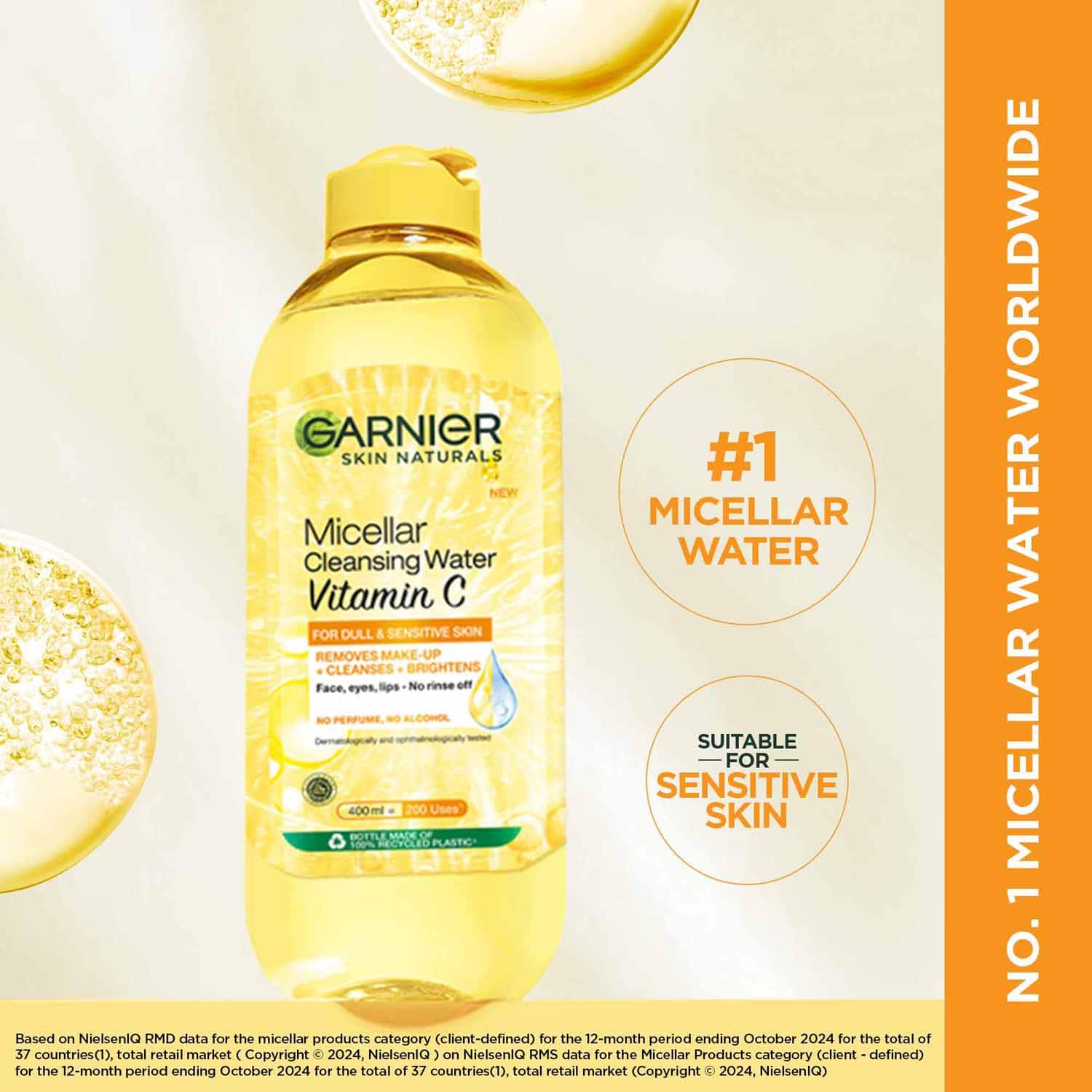 Garnier | Garnier Vitamin C Micellar Cleansing Water for Bright Skin Remove 100% Dirt (400 ml)