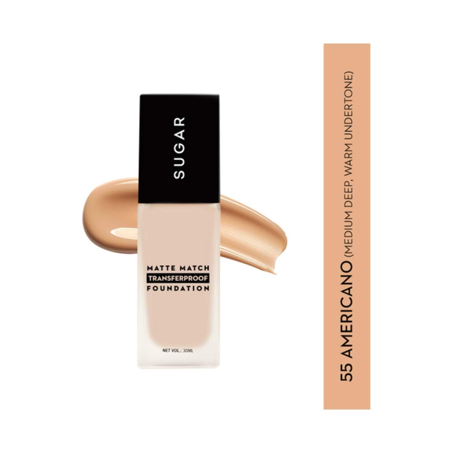 SUGAR Cosmetics | SUGAR Cosmetics Matte Match Transferproof Foundation (699) - 55 Americano (30 ml)