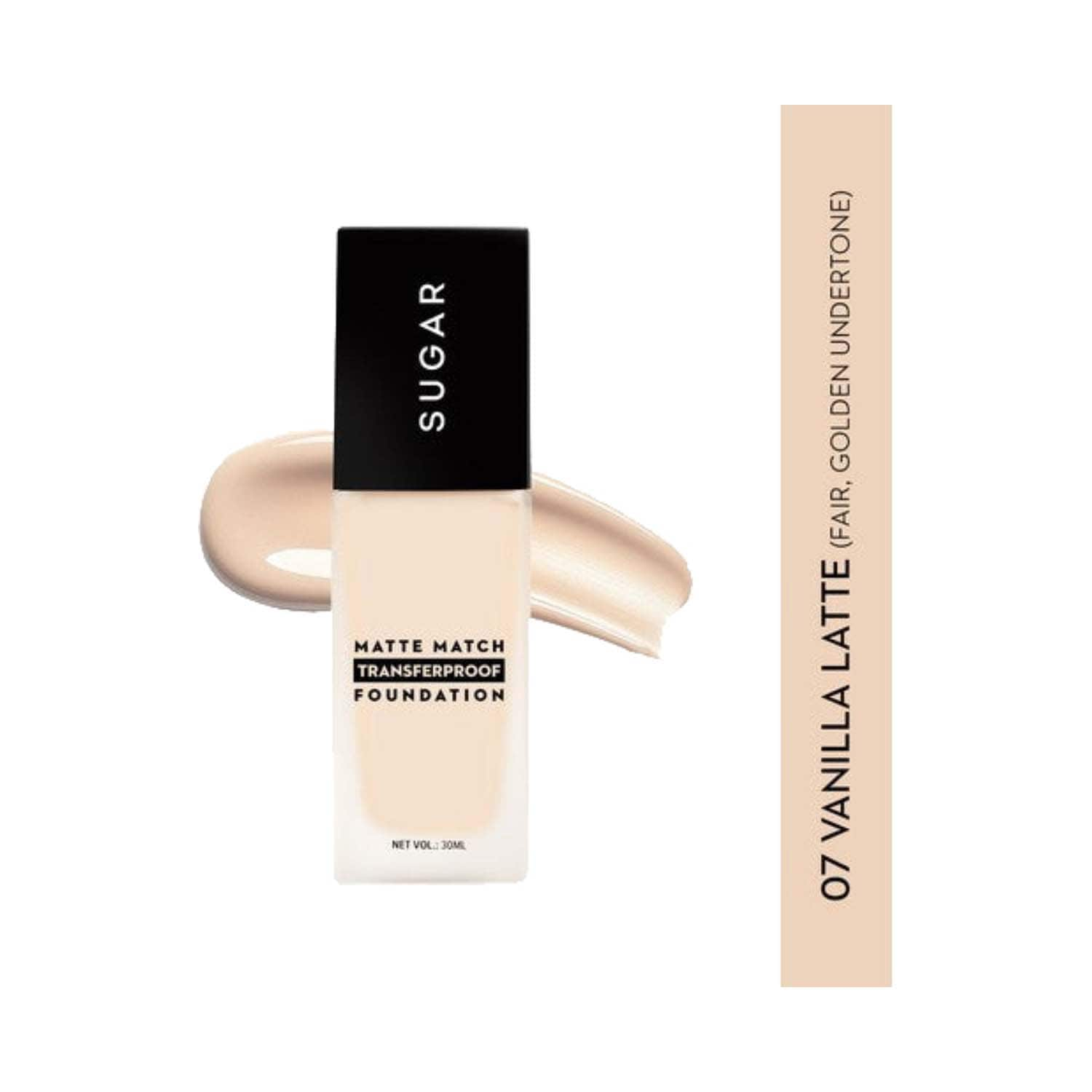 SUGAR Cosmetics | SUGAR Cosmetics Matte Match Transferproof Foundation (699) - 07 Vanilla Latte (30 ml)