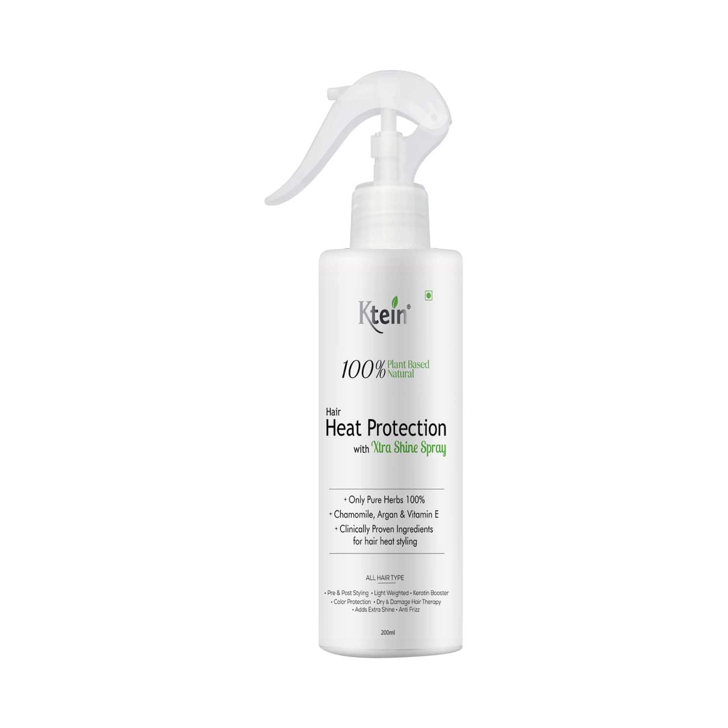 Ktein | ktein 100% Plant Based Natural Hair Heat Protection with Xtra Shine Spray Hair Spray (200 ml)