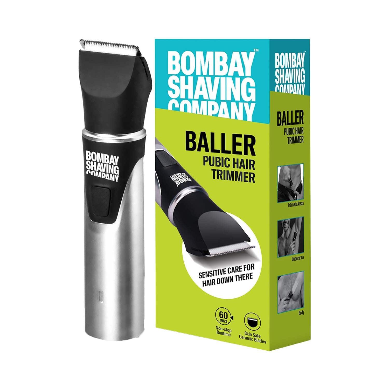 Bombay Shaving Company | Bombay Shaving Company Baller Pubic Hair Trimmer for Men Safe Ceramic Blades Type C Charging IPX6