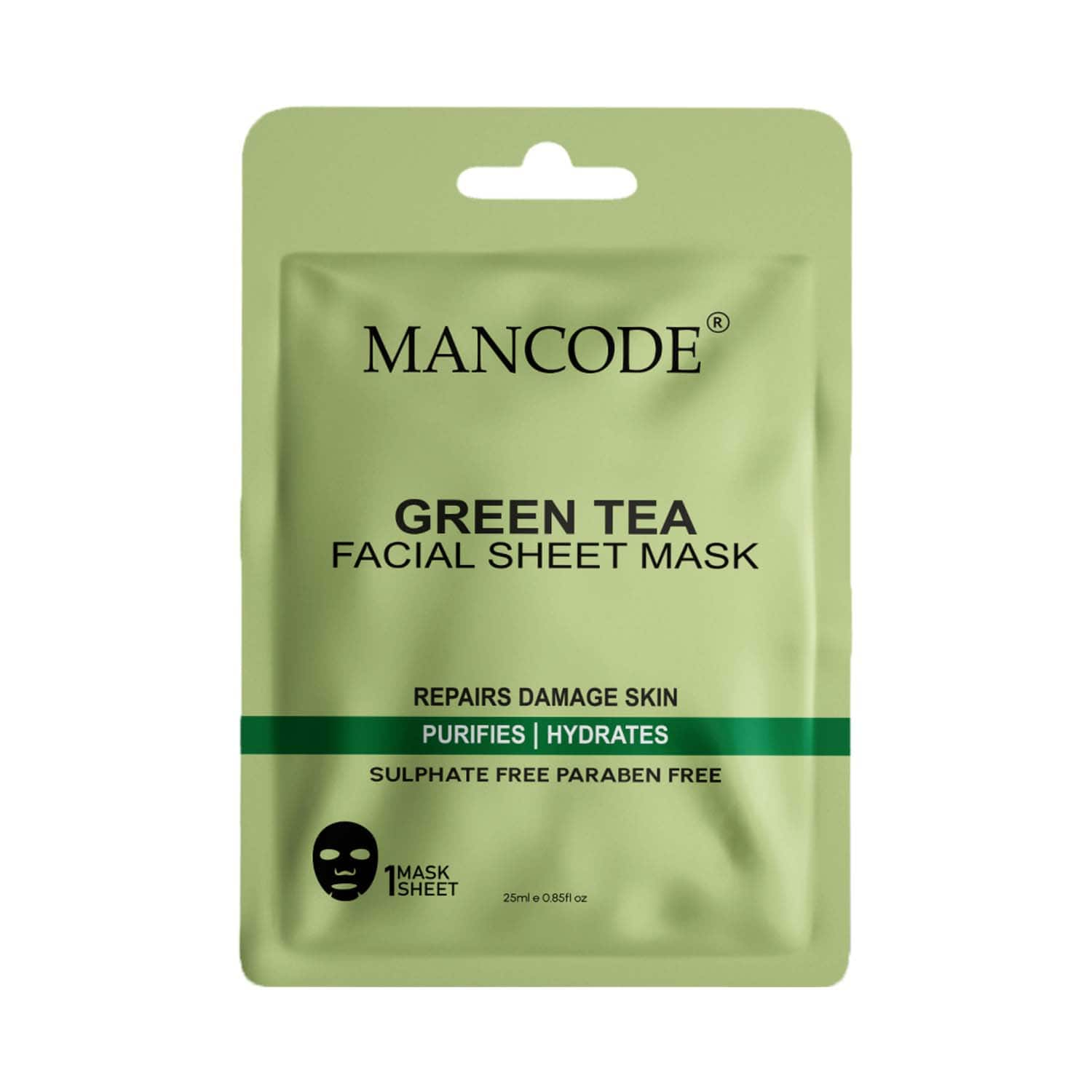 Mancode | Mancode Green Tea Facial Sheet Mask For All Skin Types (25 ml)