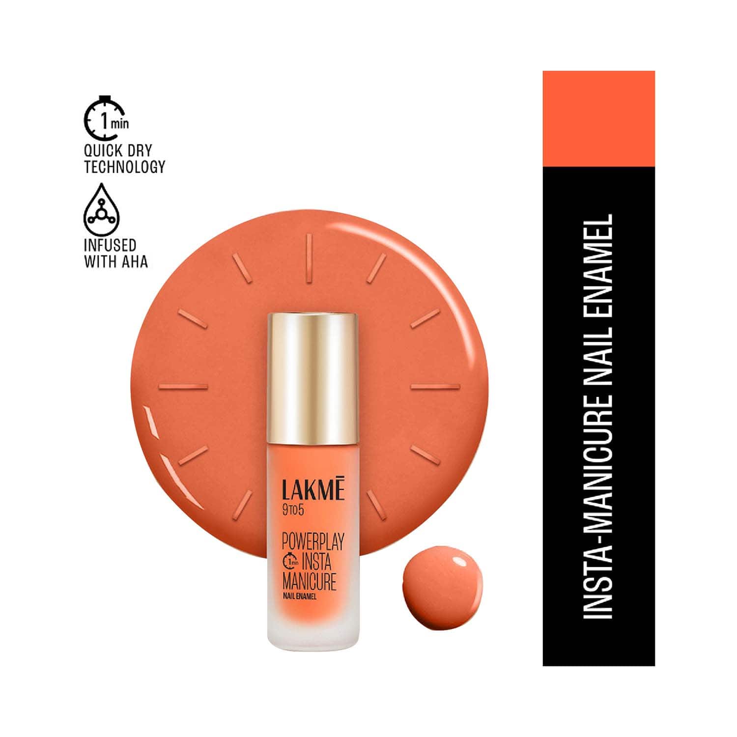 Lakme | Lakme 9to5 Powerplay Insta-Manicure Nail Enamel - Citrus Sunset (6 ml)