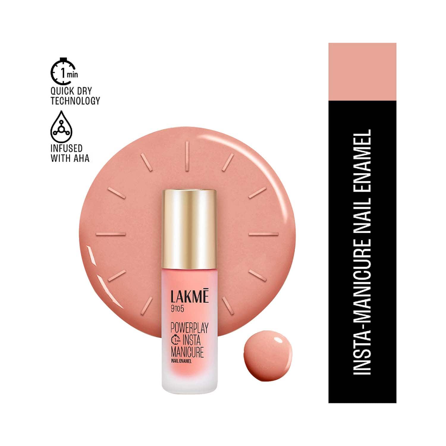 Lakme | Lakme 9to5 Powerplay Insta-Manicure Nail Enamel - Pink Lemonade (6 ml)