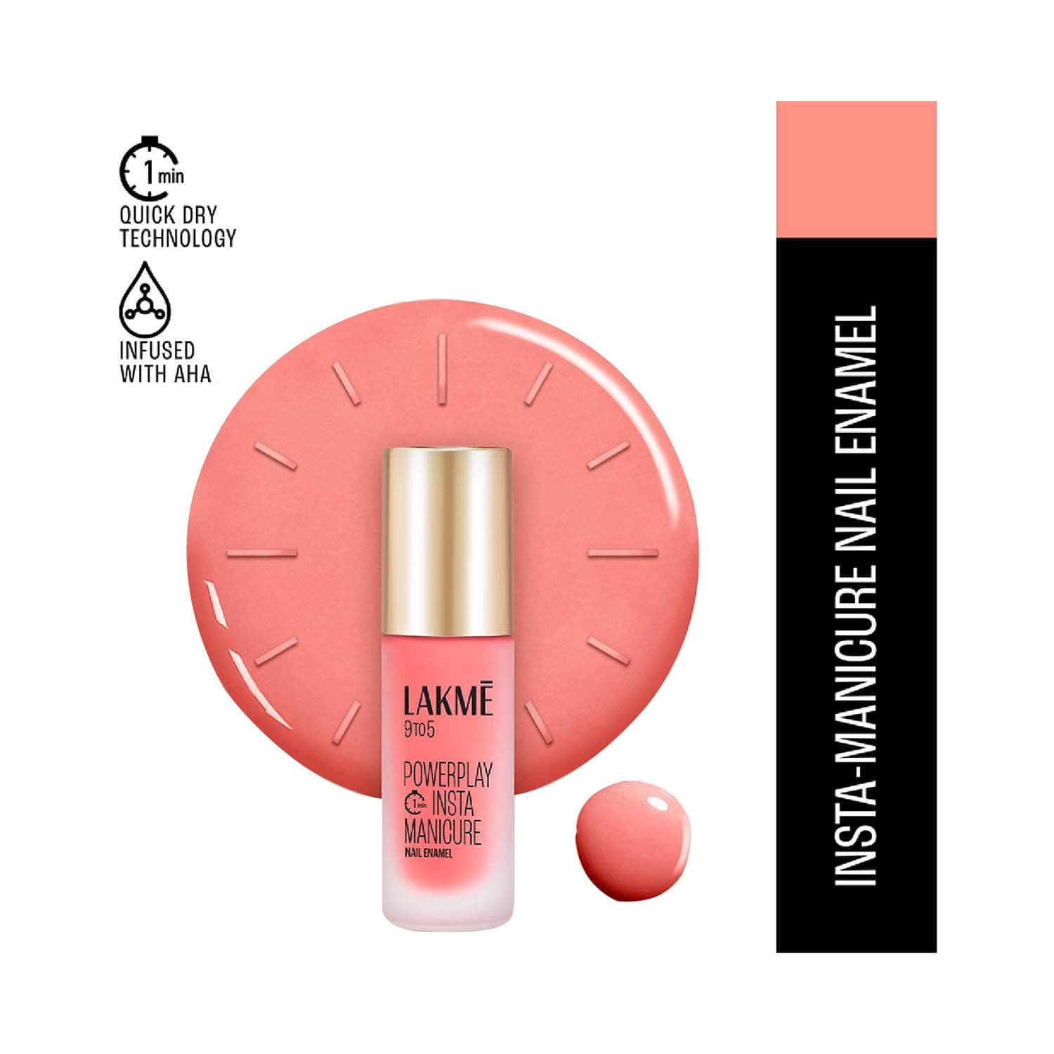 Lakme | Lakme 9to5 Powerplay Insta-Manicure Nail Enamel - Pink Sorbet (6 ml)