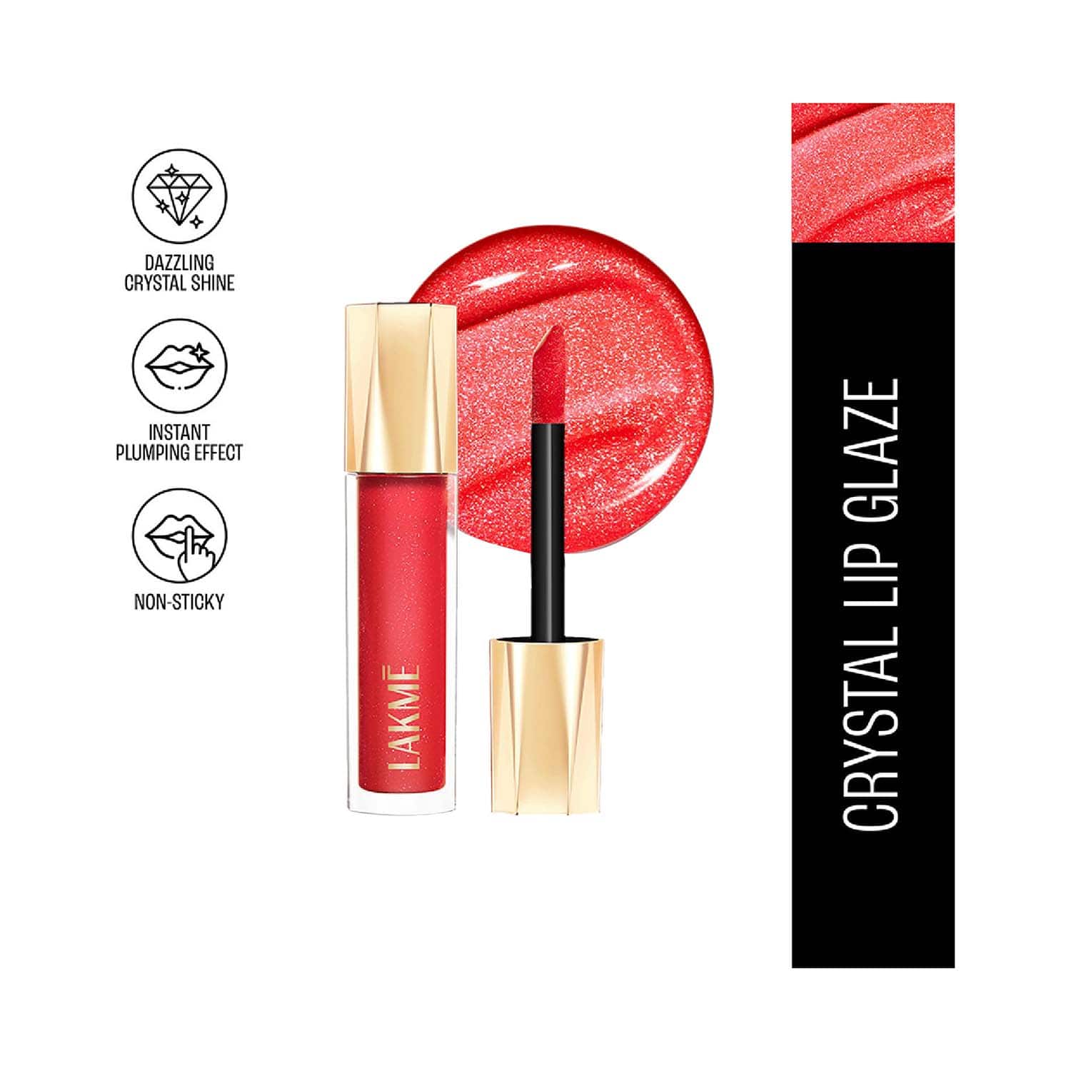 Lakme | Lakme Glitterati Lip Glaze - 101 Scarlet Spritzer (5 ml)