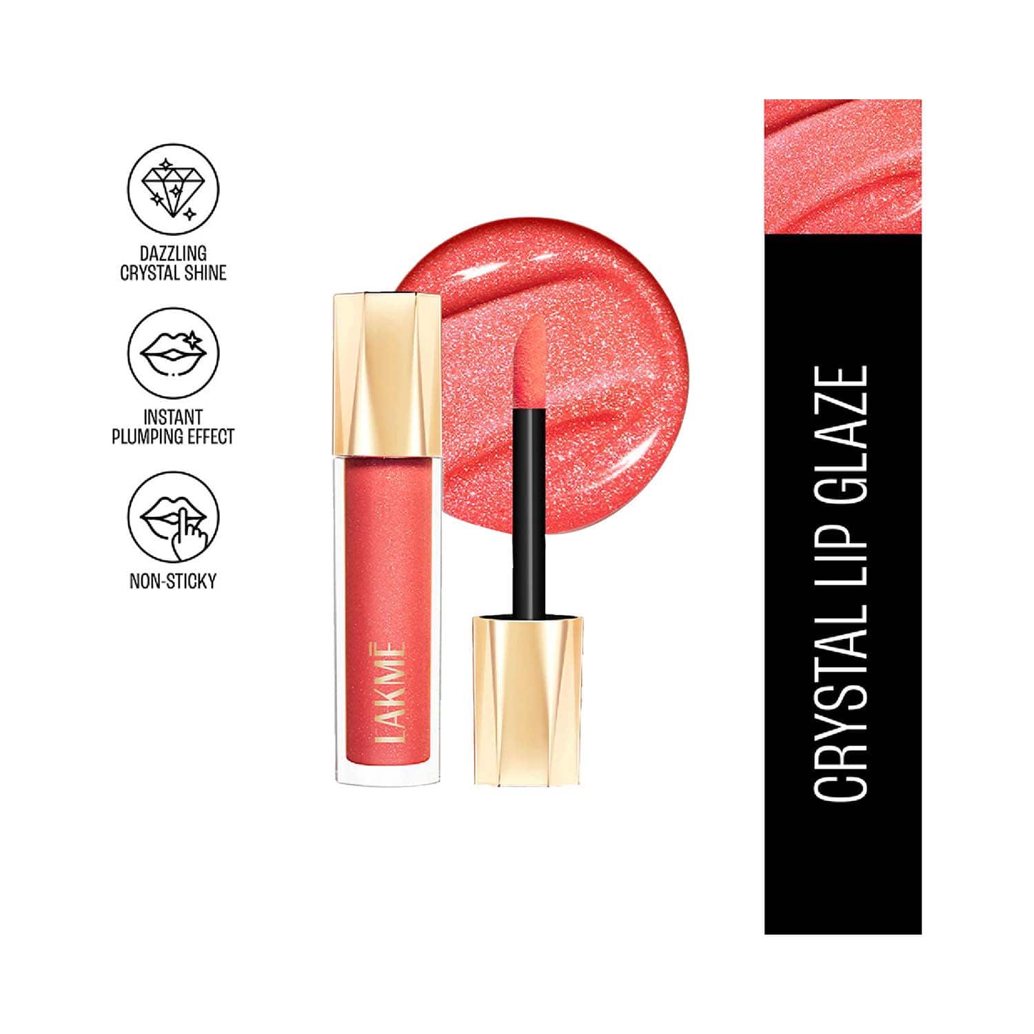 Lakme | Lakme Glitterati Lip Glaze - 202 Peach Punch (5 ml)