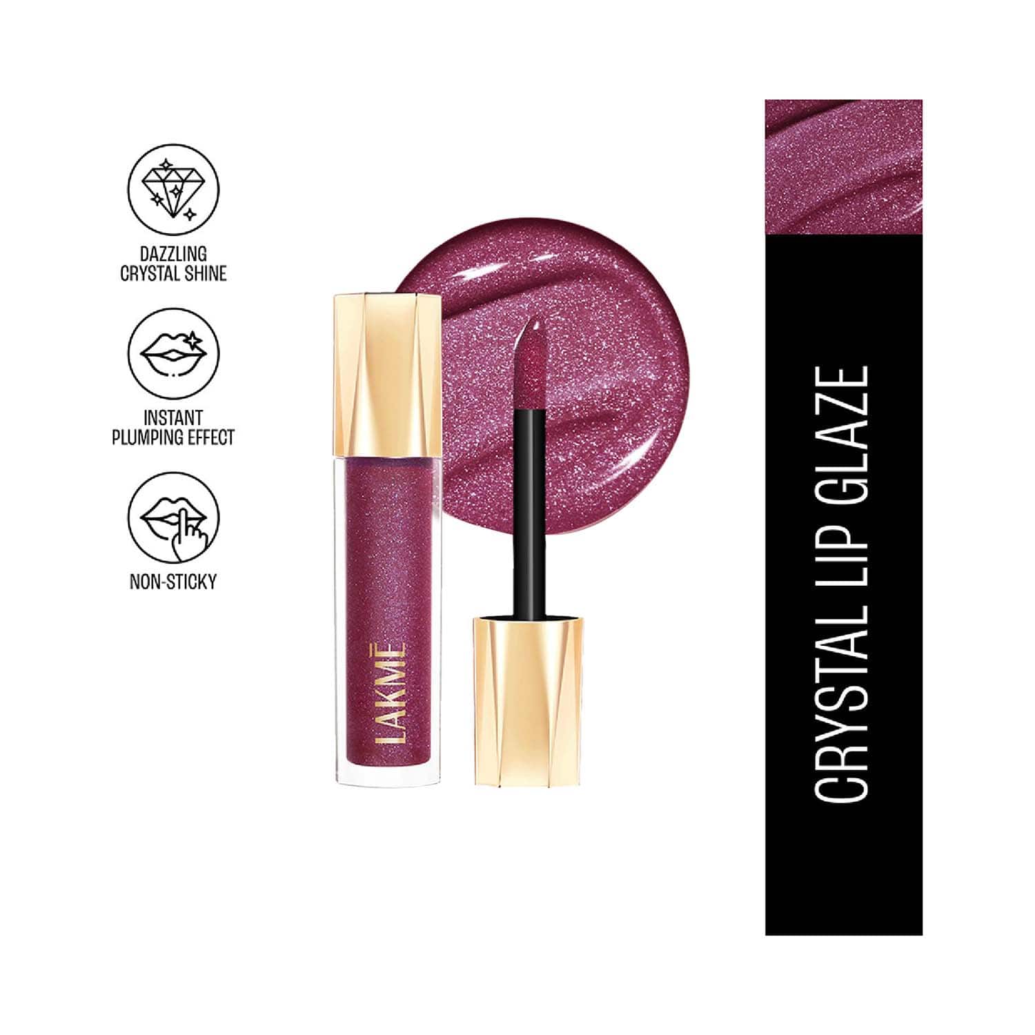 Lakme | Lakme Glitterati Lip Glaze - 501 Berry Sparkler (5 ml)