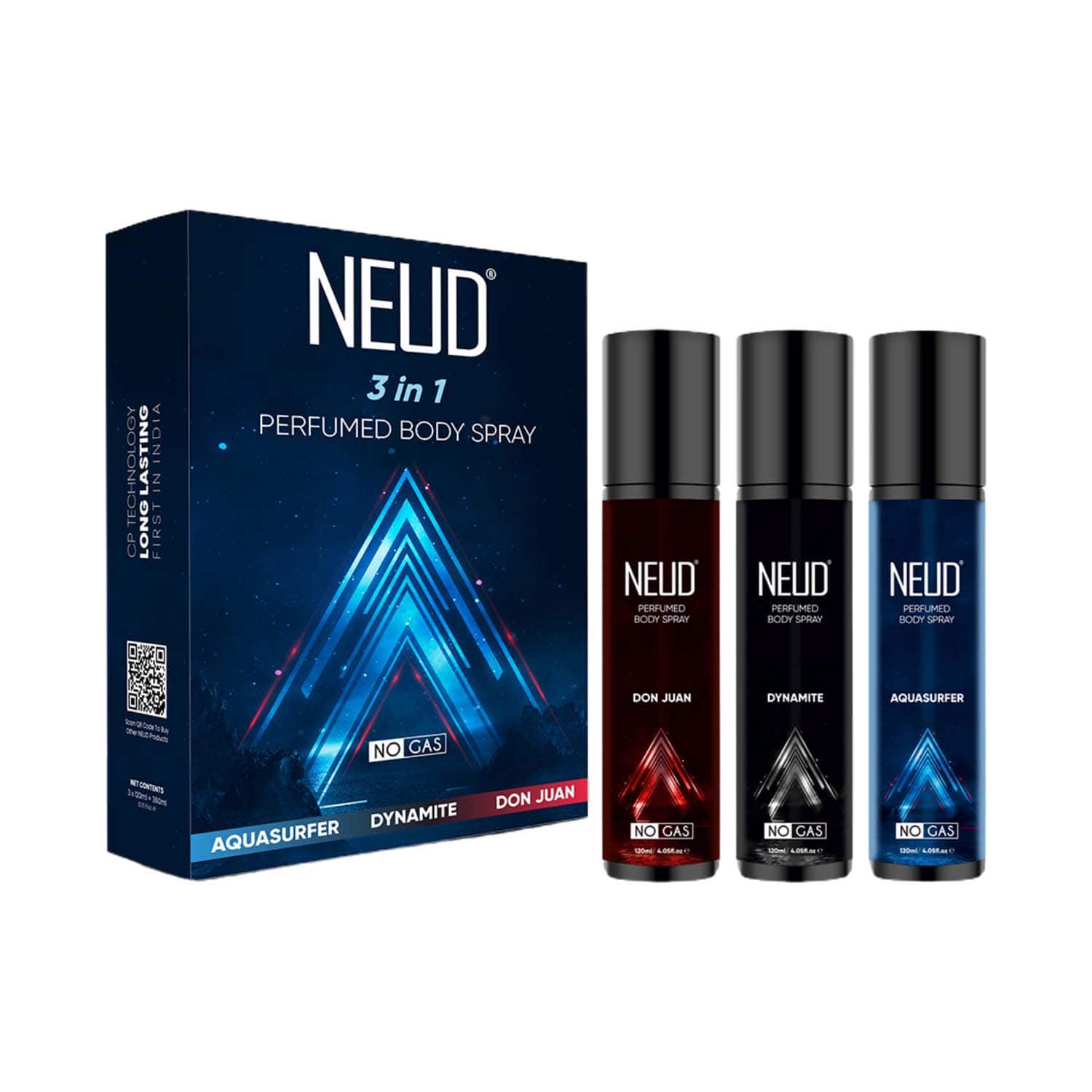 NEUD | NEUD 3-in-1 Perfumed Body Sprays for Men, Long-Lasting, No Gas, No CFC (3 pcs)