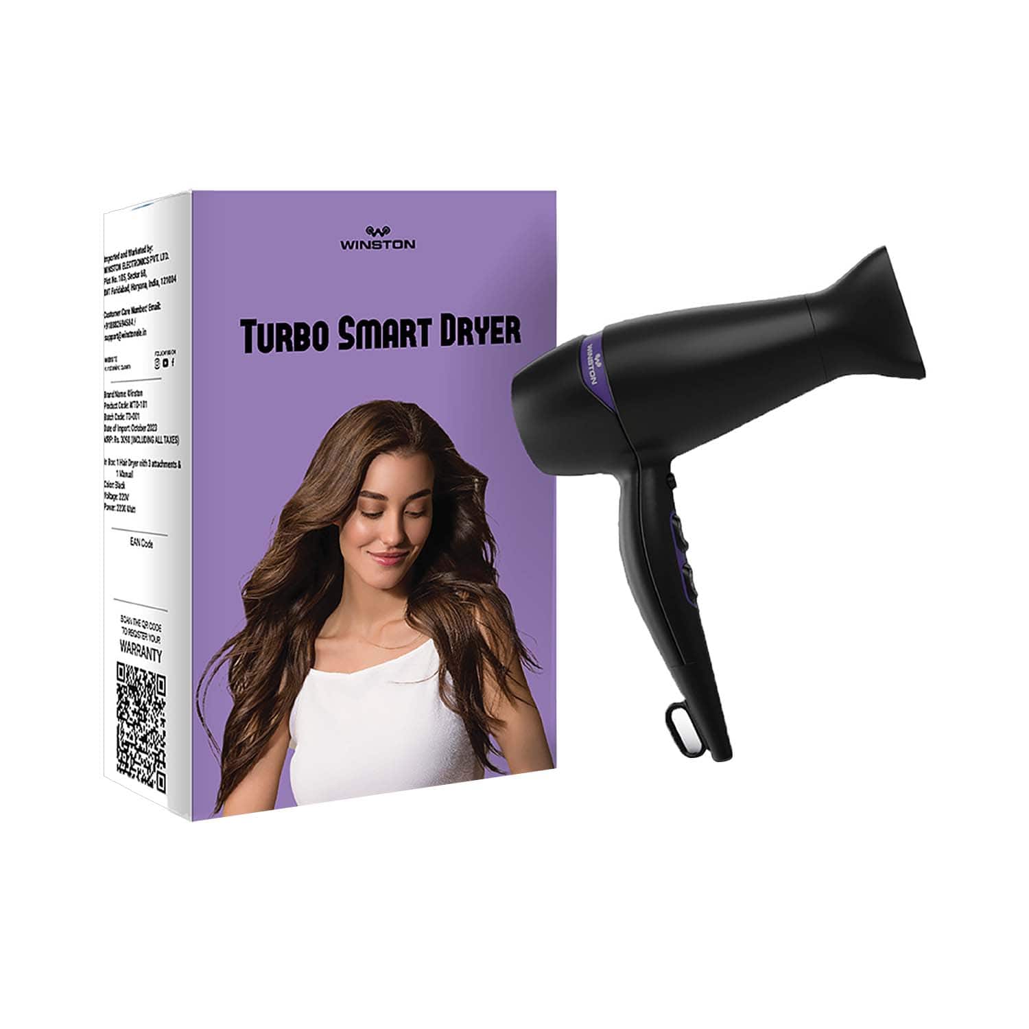 WINSTON | WINSTON Turbo Hair Dryer for Women and Men with Diffuser and with 3 Heat, 2 Speed and Cool Mode Setting – 2200 Watts