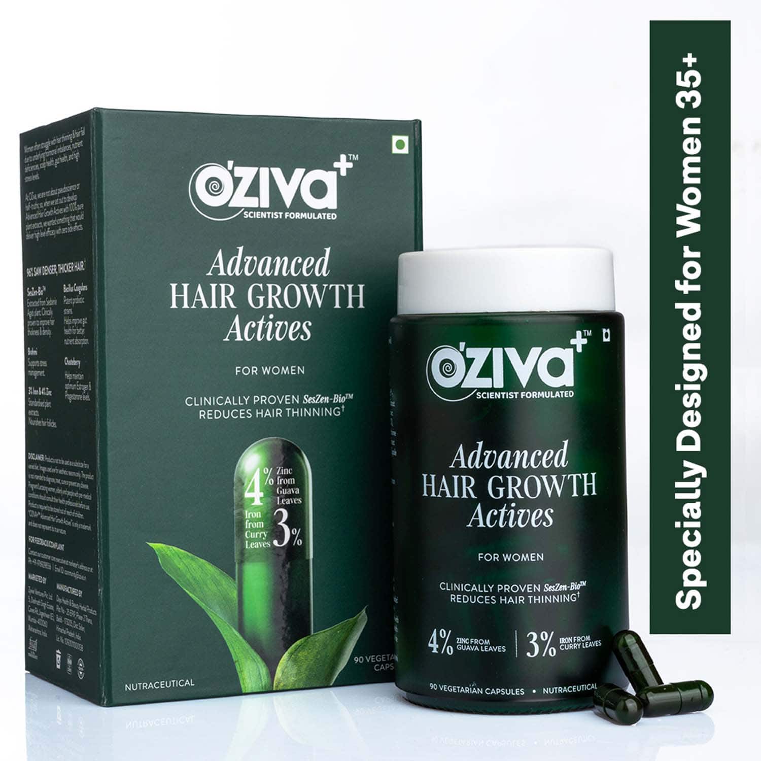 Oziva | Oziva+ Advanced Hair Growth Actives Anti-thinning Hair Formula - (90 Capsule)