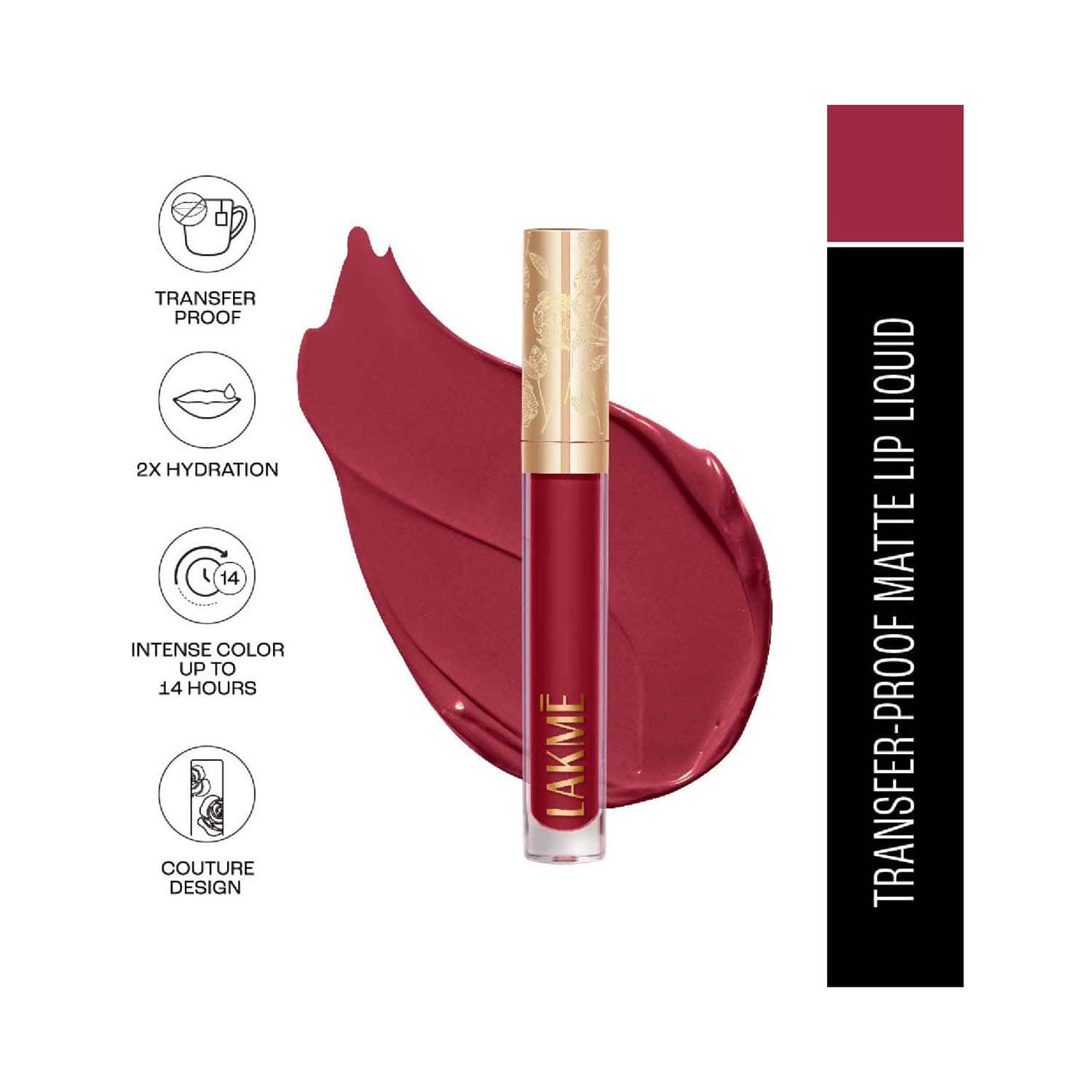 Lakme | Lakme Rouge Bloom Matte Liquid Lipstick - Regal Rose 102 (3.5 ml)