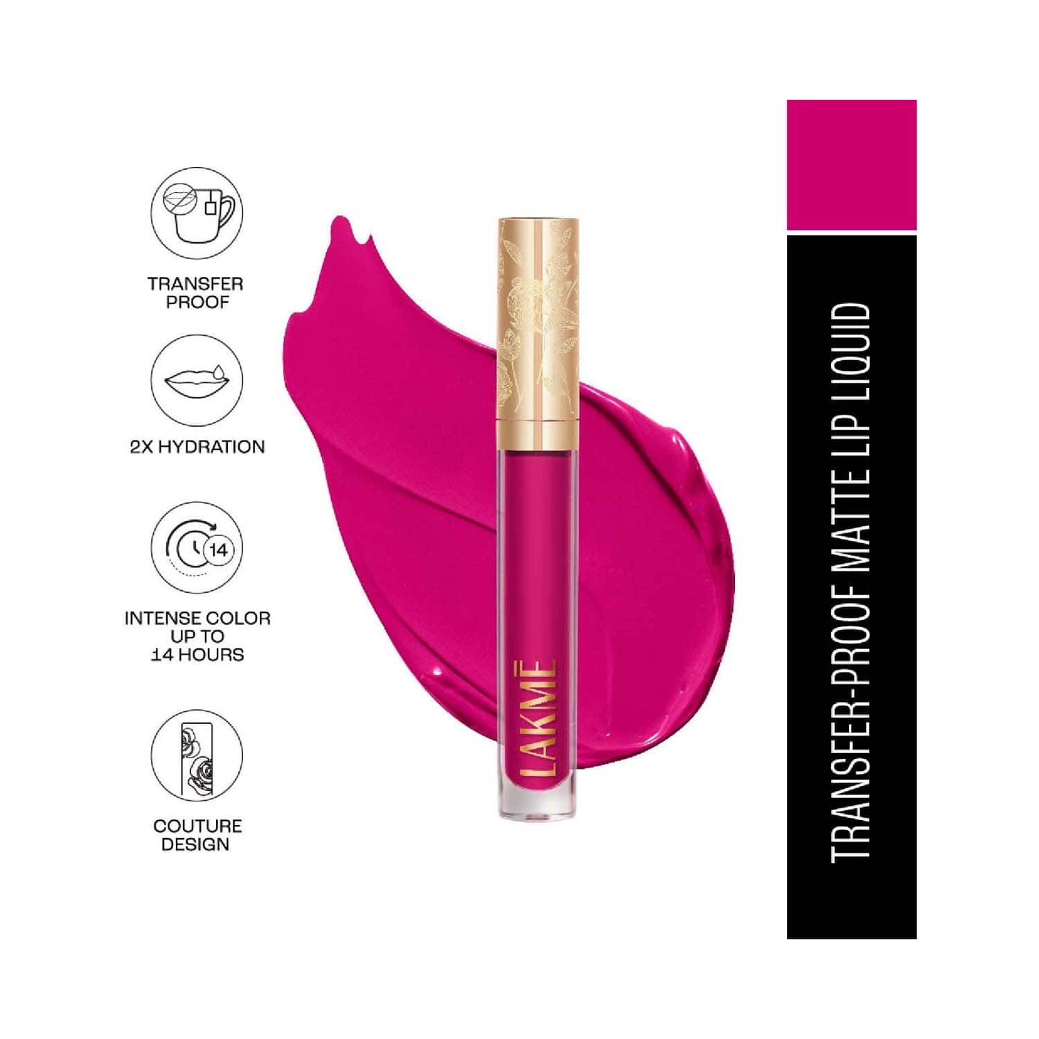 Lakme | Lakme Rouge Bloom Matte Liquid Lipstick - Fierce Fuchsia 502 (3.5 ml)
