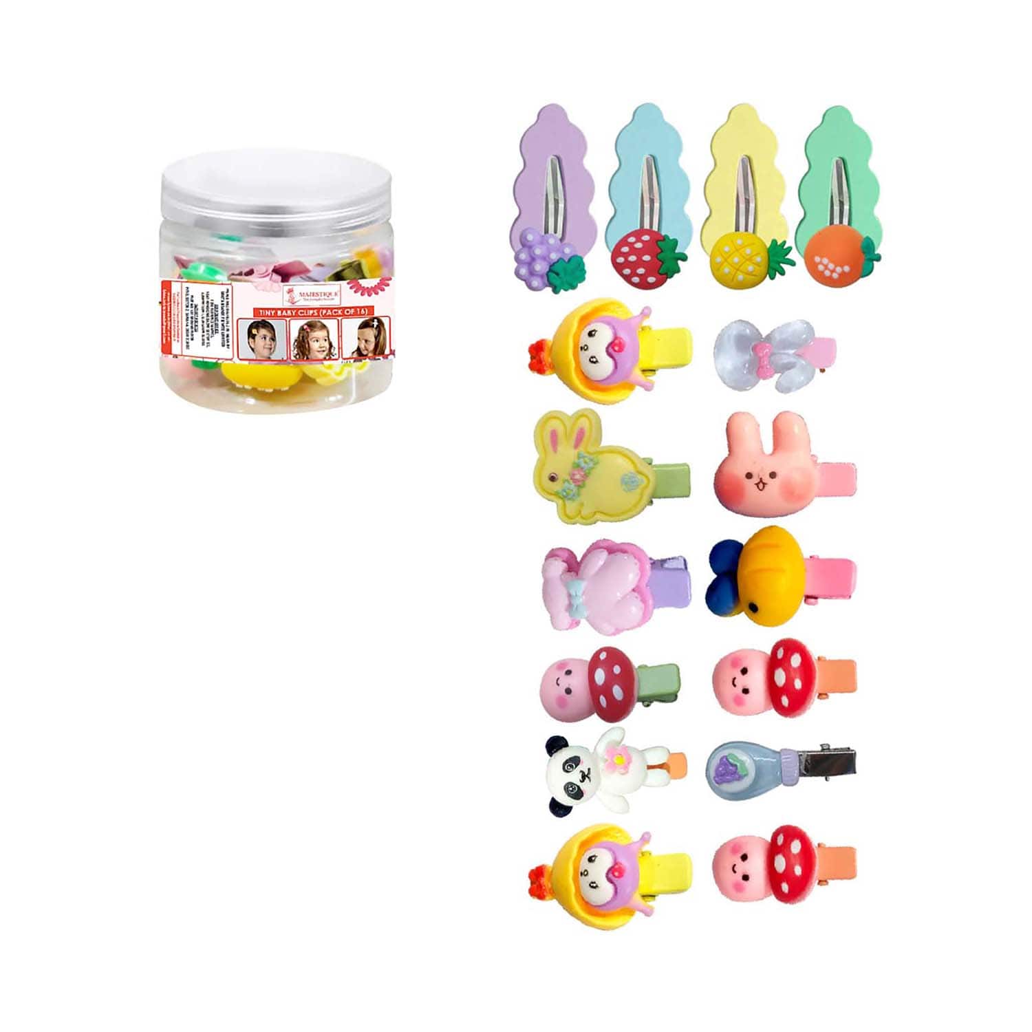 Majestique | Majestique Tiny Baby Tic Tac Hair Clip Multi Design Combo Cute Hair Accessories Best Gift (16 pcs)